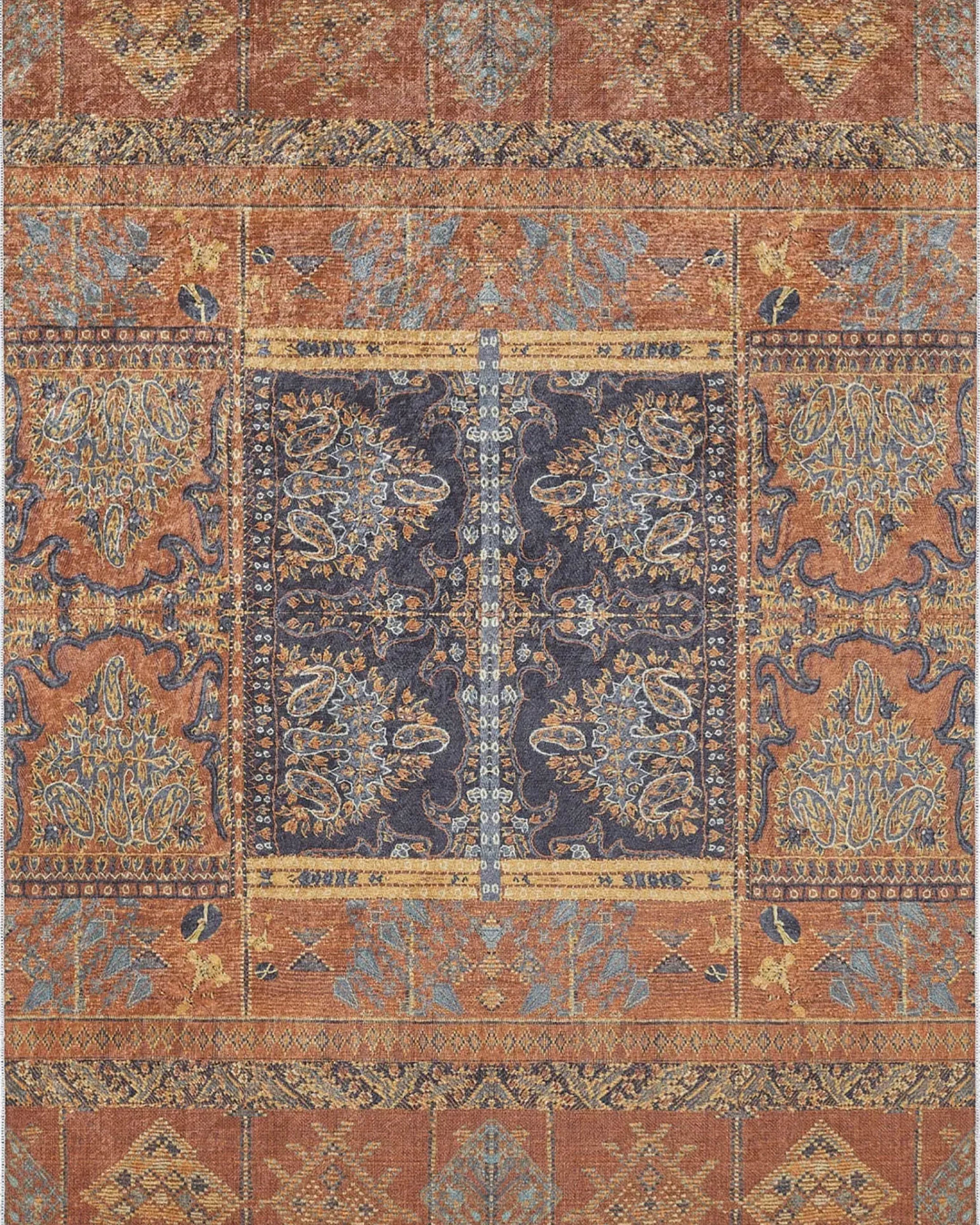Ceren Unique Orange Turkish Tribal Rug