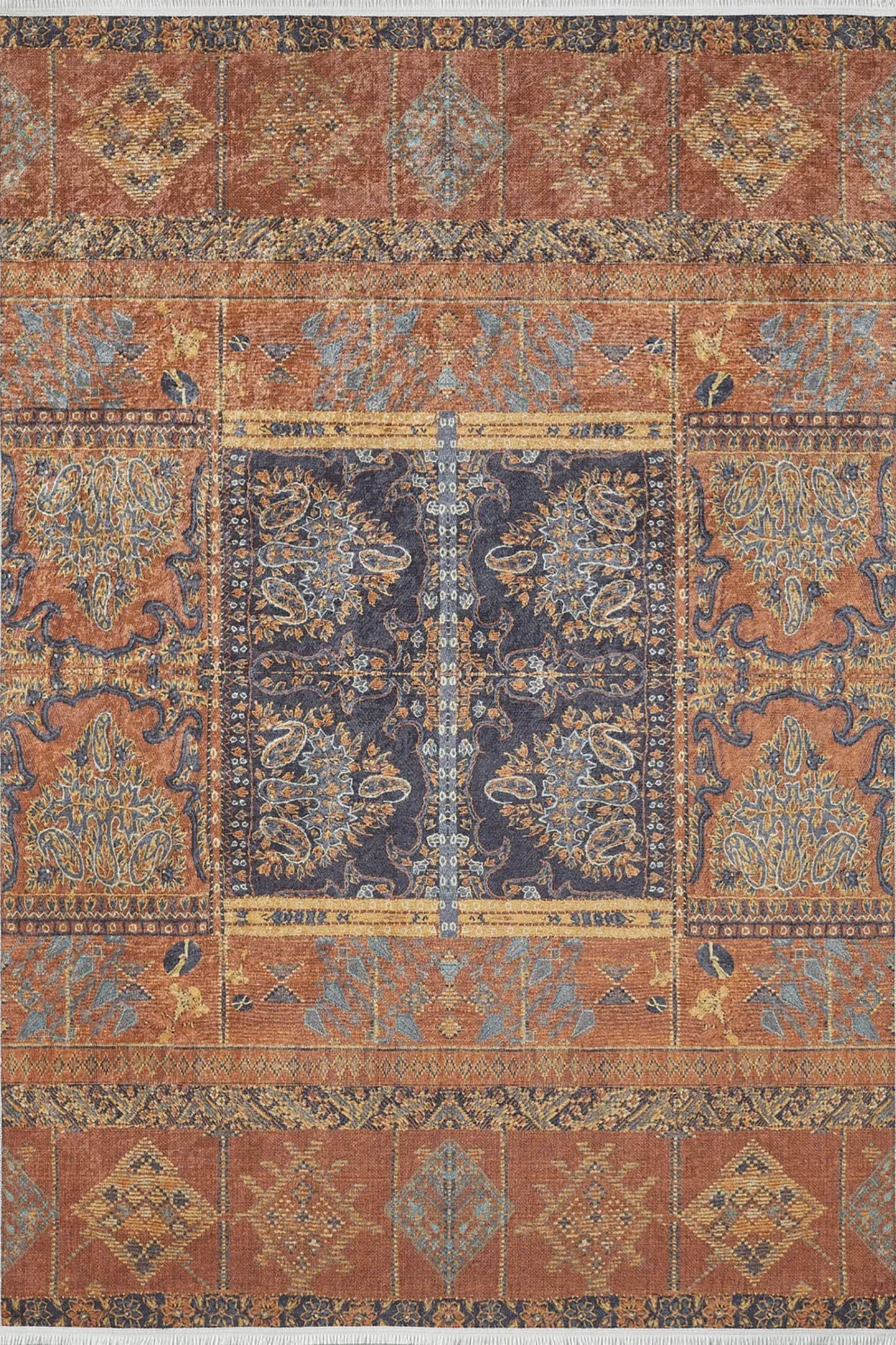 Ceren Unique Orange Turkish Tribal Rug