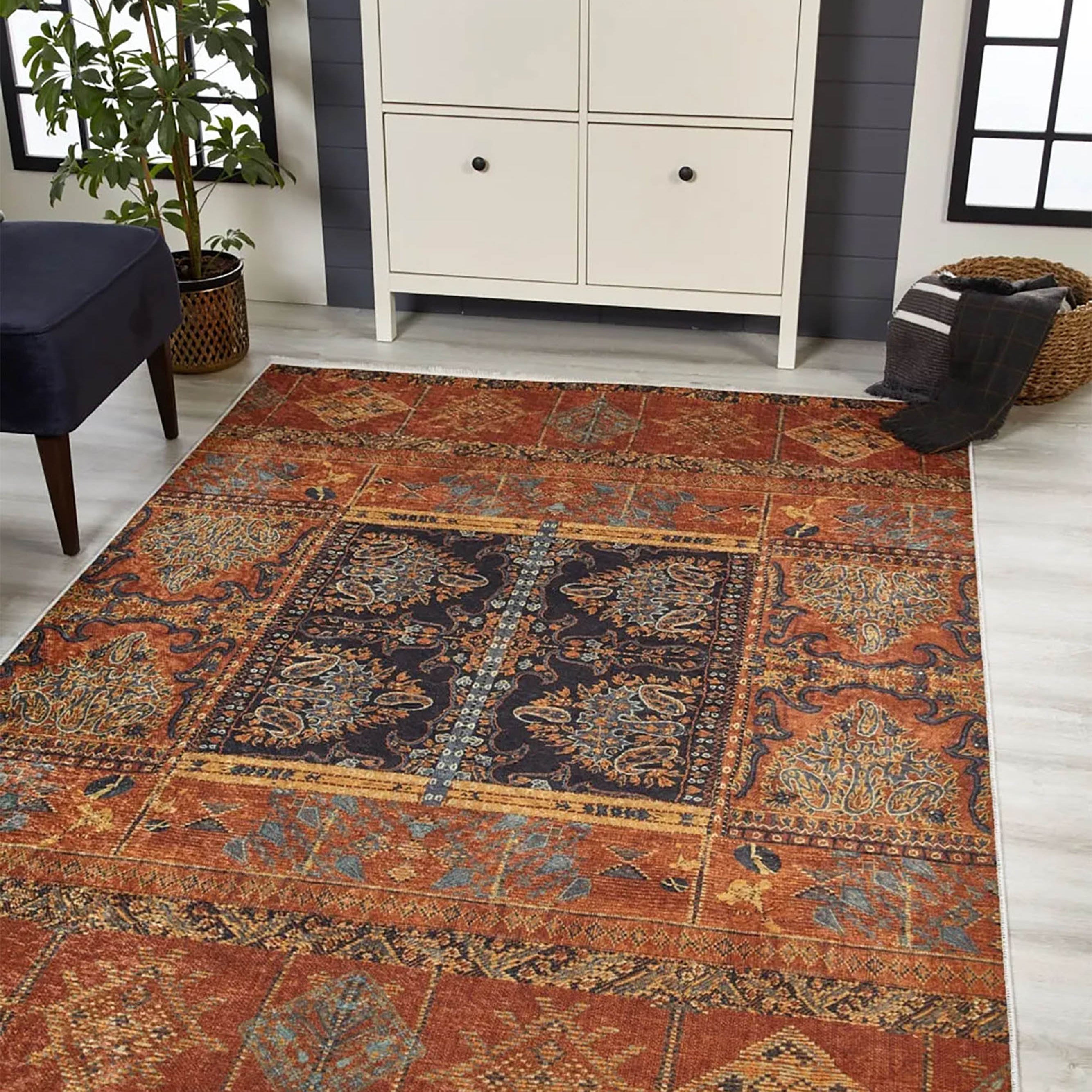 Ceren Unique Orange Turkish Tribal Rug