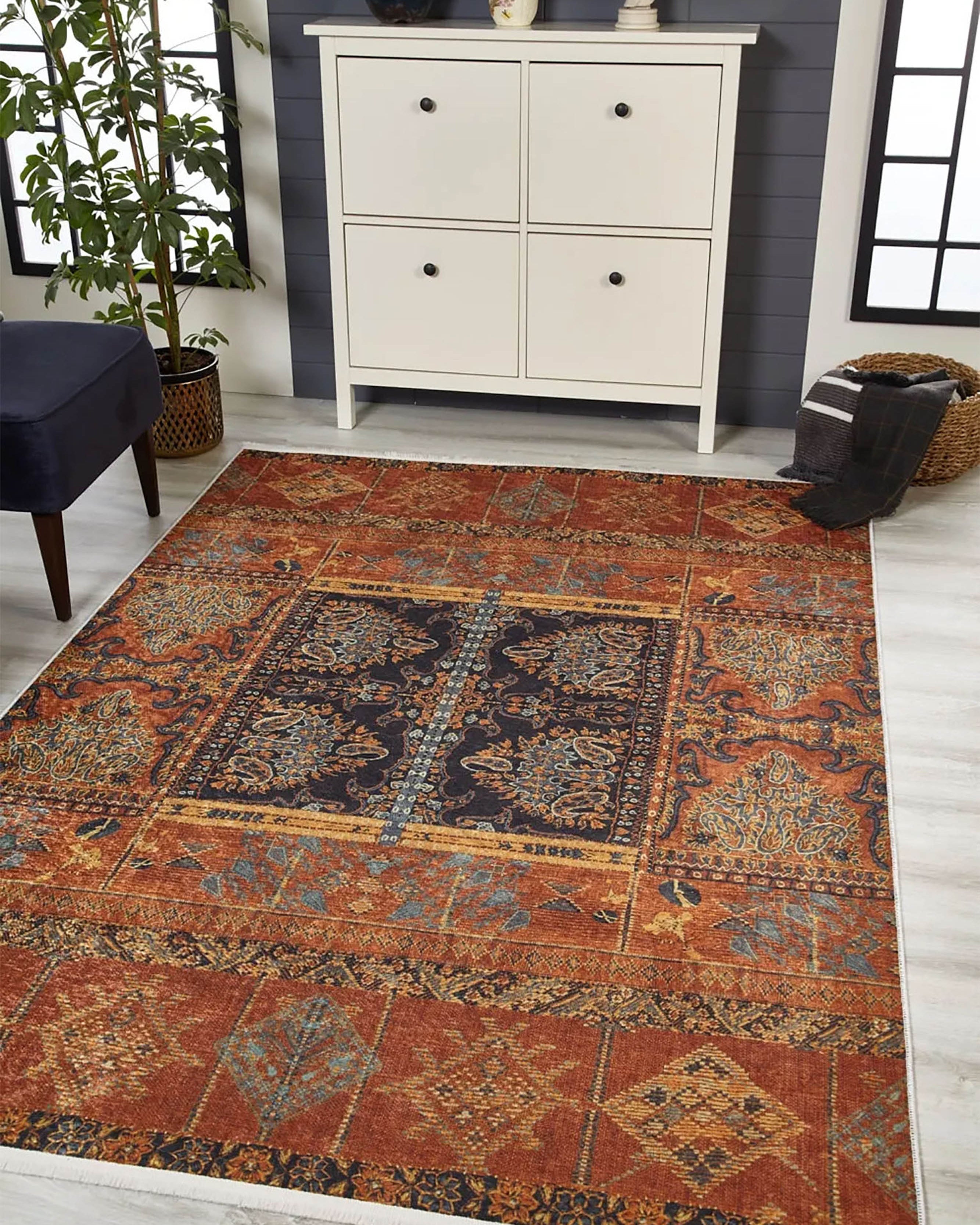 Ceren Unique Orange Turkish Tribal Rug