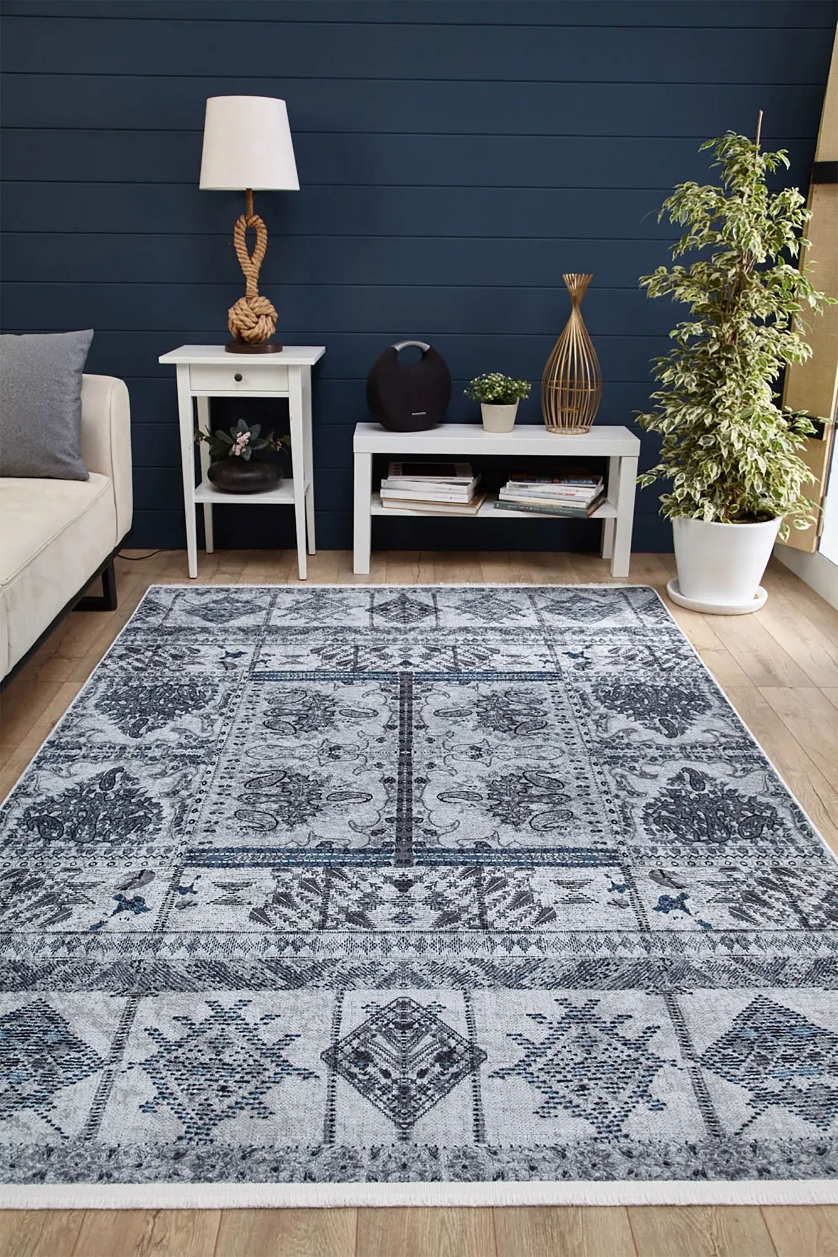 Dalya Unique Gray Turkish Tribal Rug