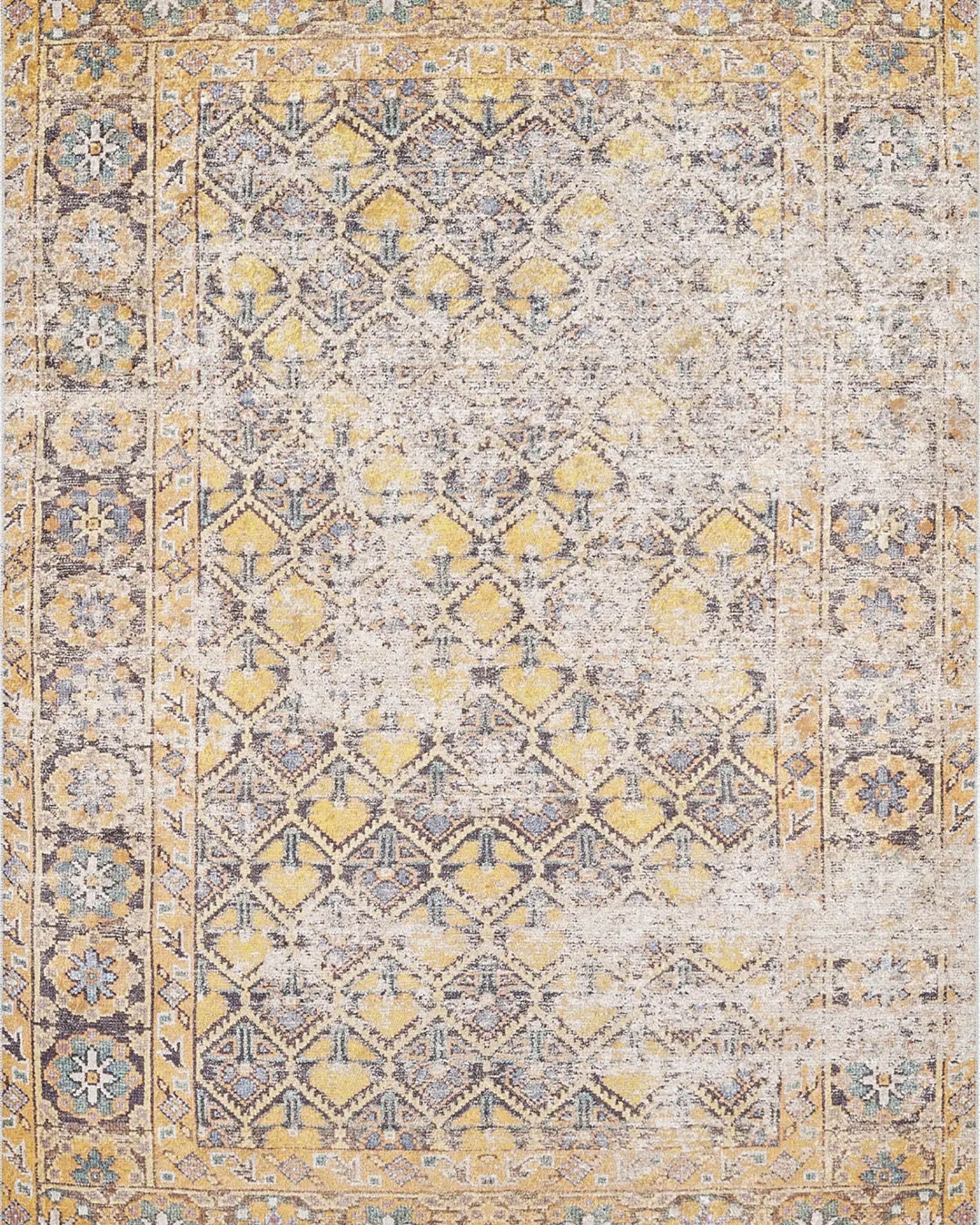 Catalina Honeycomb Unique Yellow Turkish Modern Rug