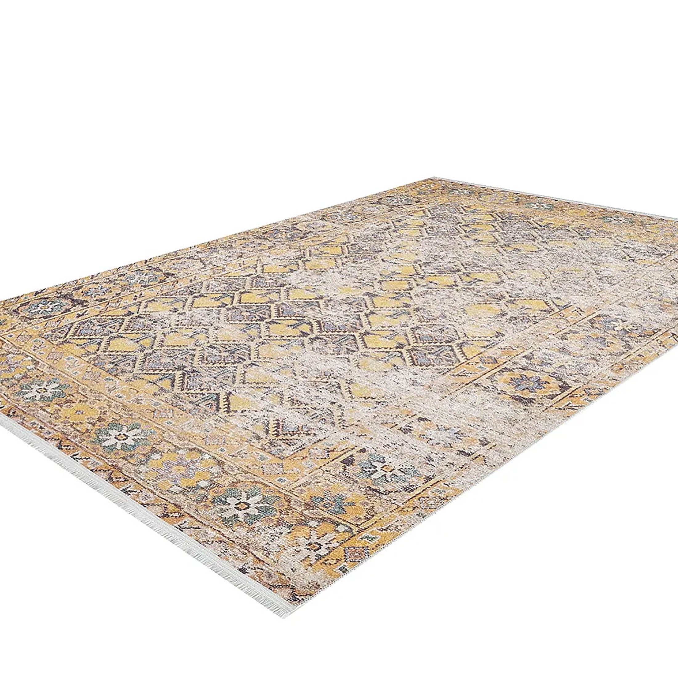 Catalina Honeycomb Unique Yellow Turkish Modern Rug