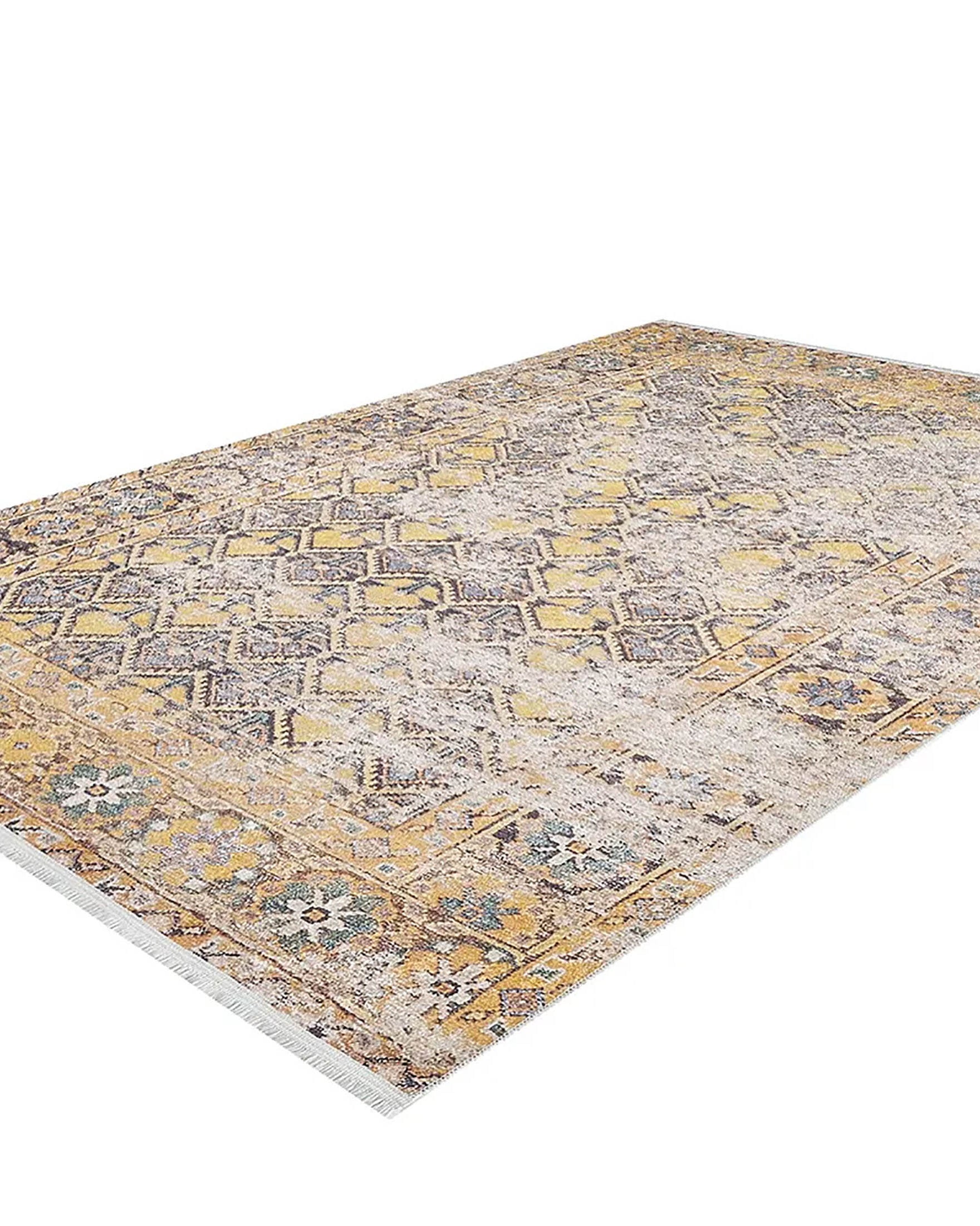 Catalina Honeycomb Unique Yellow Turkish Modern Rug
