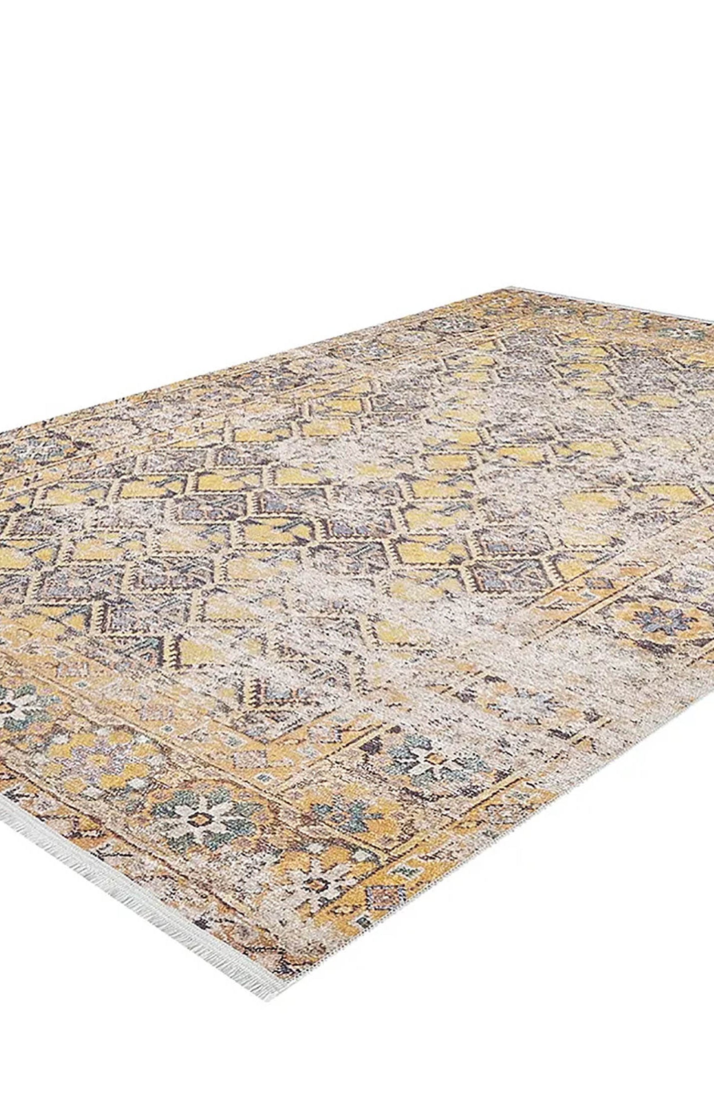 Catalina Honeycomb Unique Yellow Turkish Modern Rug