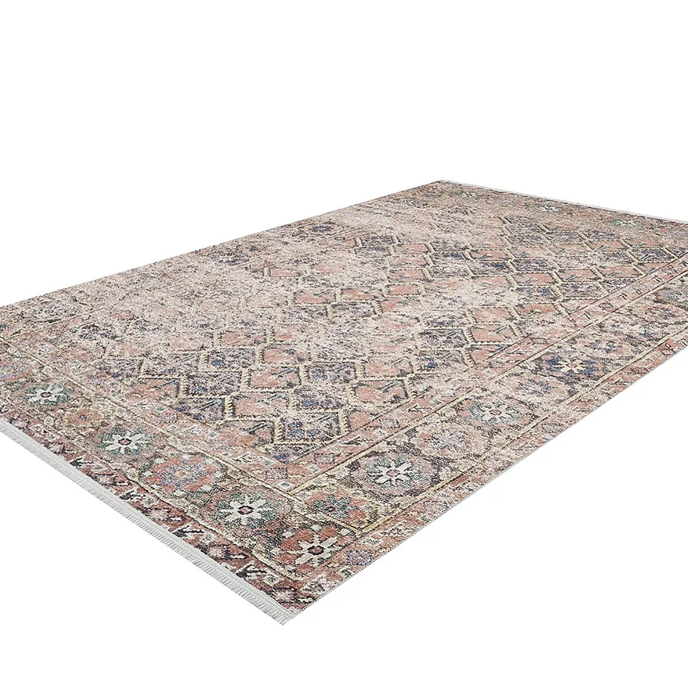 Amaya Honeycomb Unique Light Pink Turkish Modern Rug