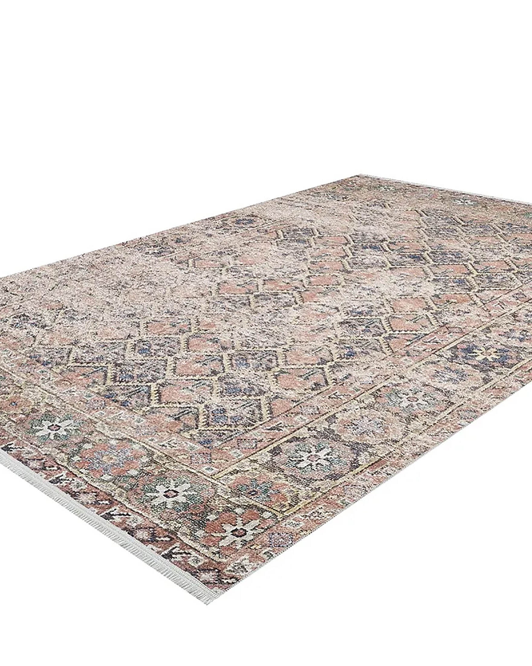 Amaya Honeycomb Unique Light Pink Turkish Modern Rug