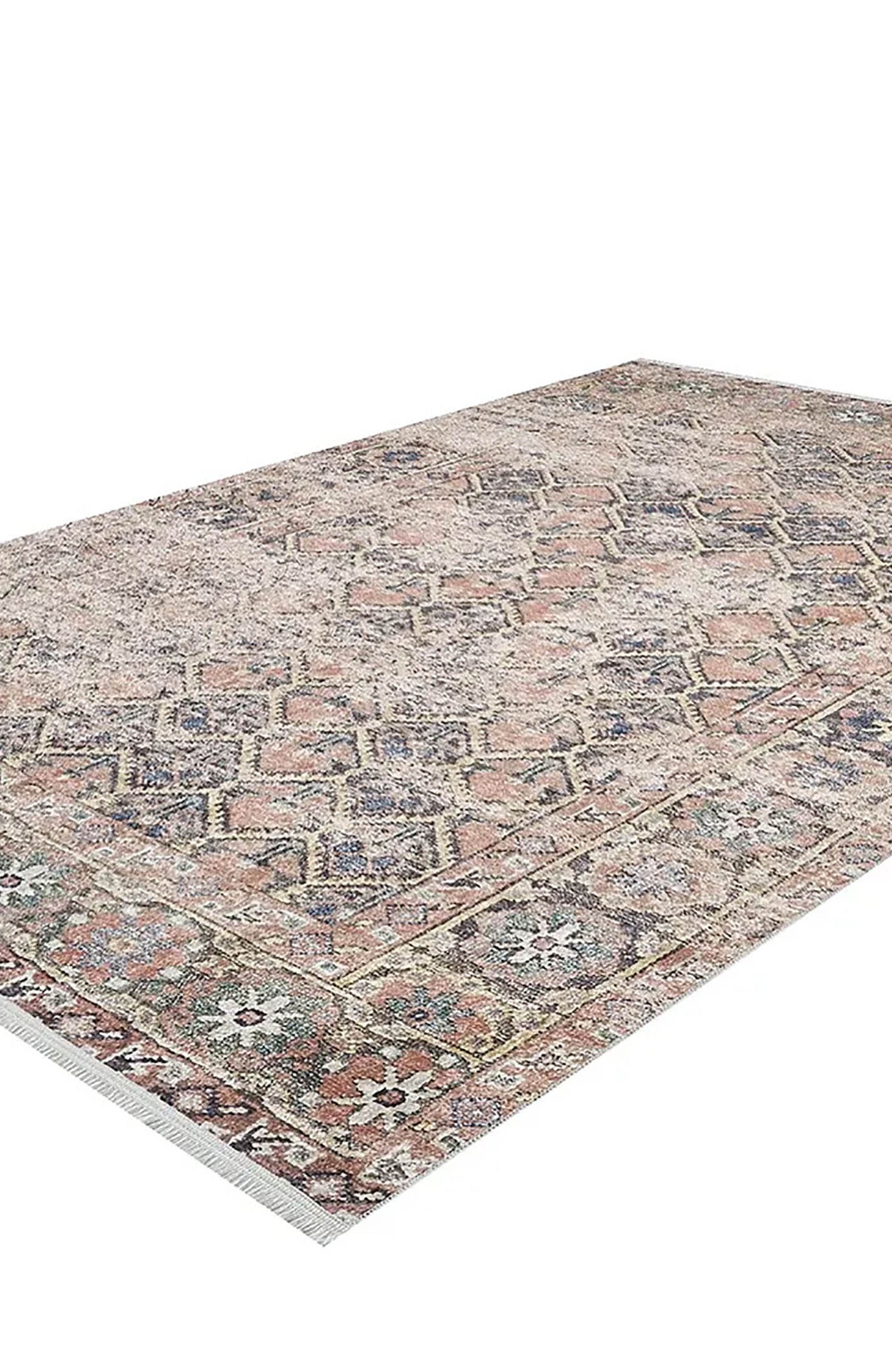 Amaya Honeycomb Unique Light Pink Turkish Modern Rug