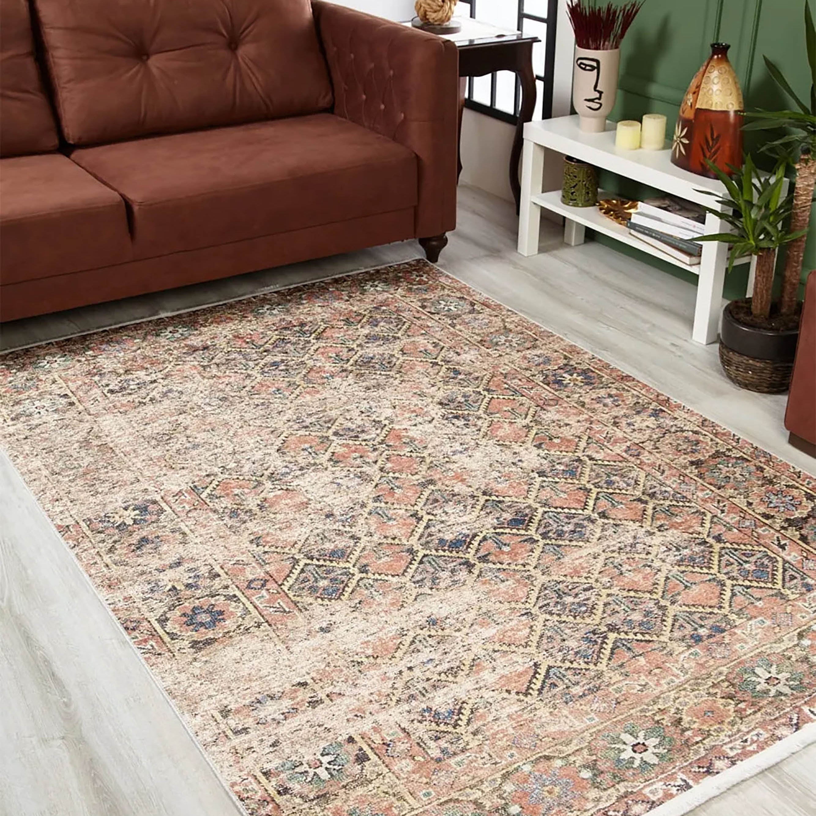 Amaya Honeycomb Unique Light Pink Turkish Modern Rug