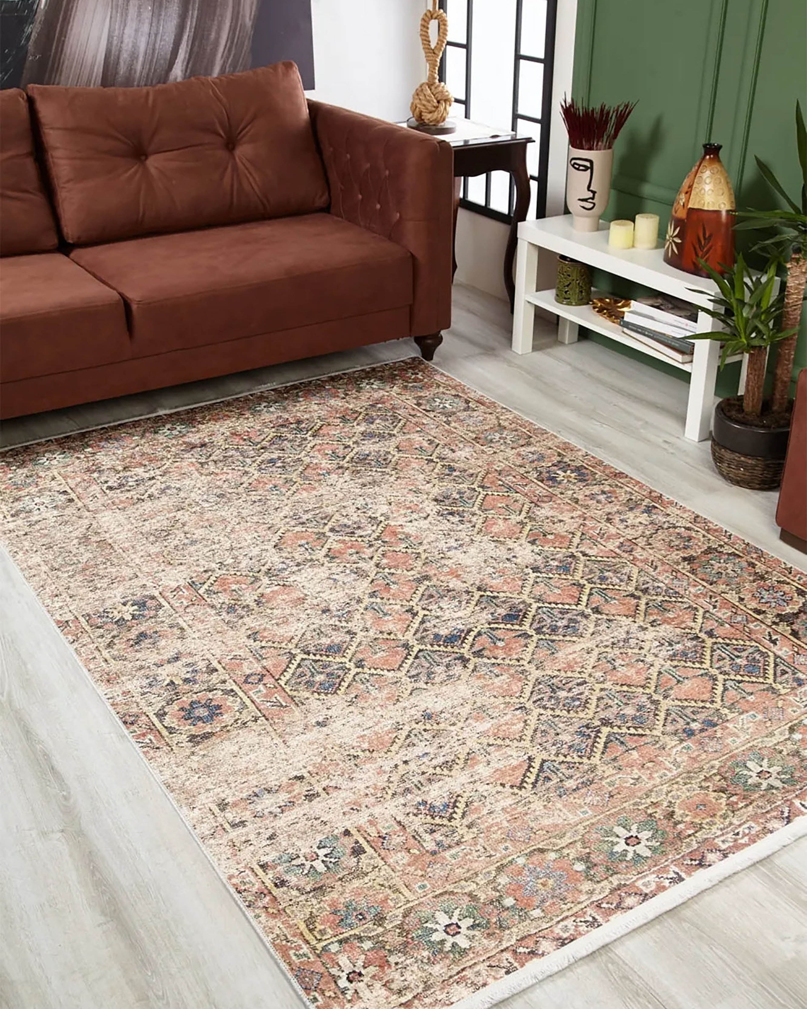 Amaya Honeycomb Unique Light Pink Turkish Modern Rug