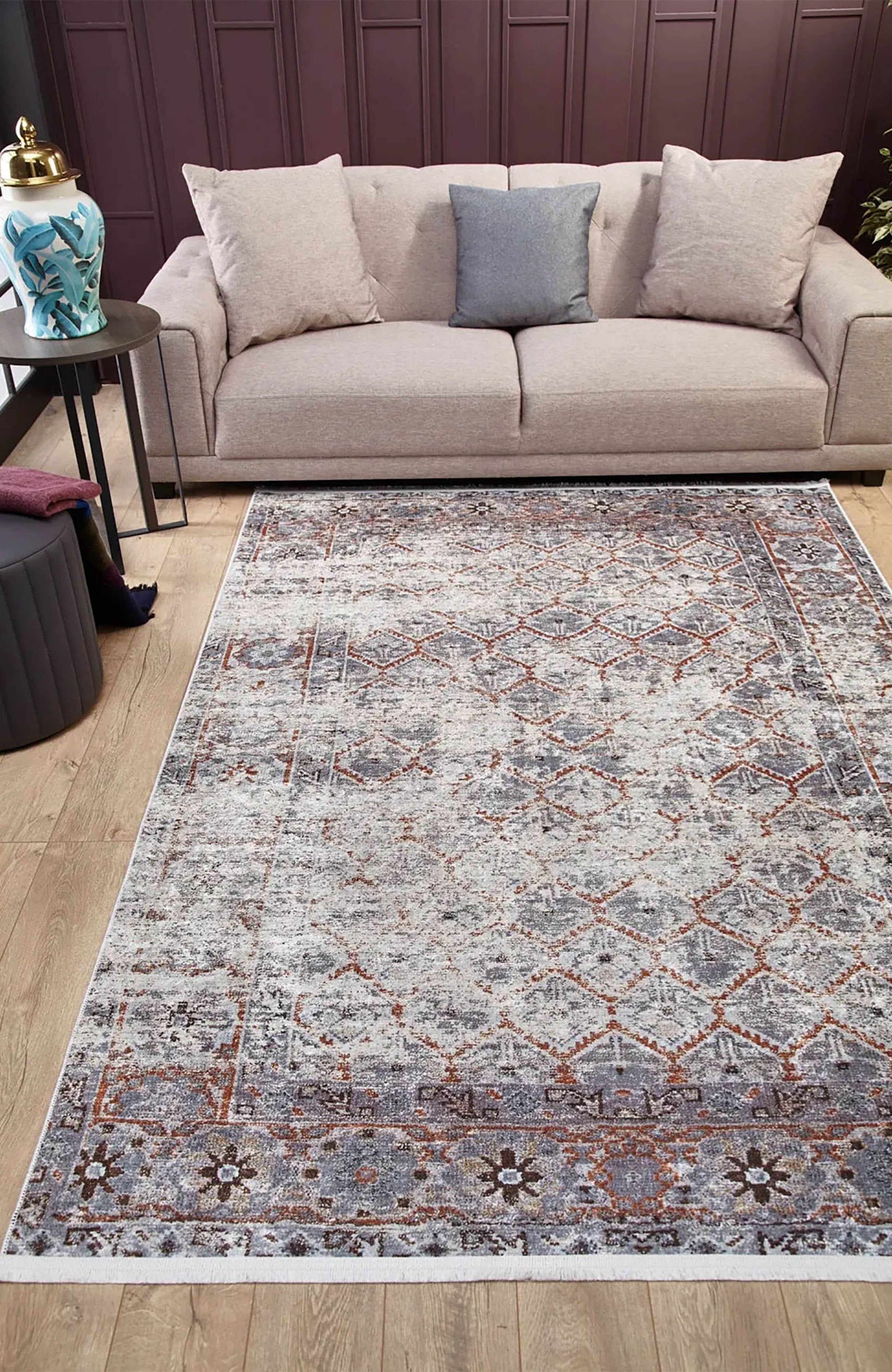 Kaylee Honeycomb Unique Gray Turkish Modern Rug