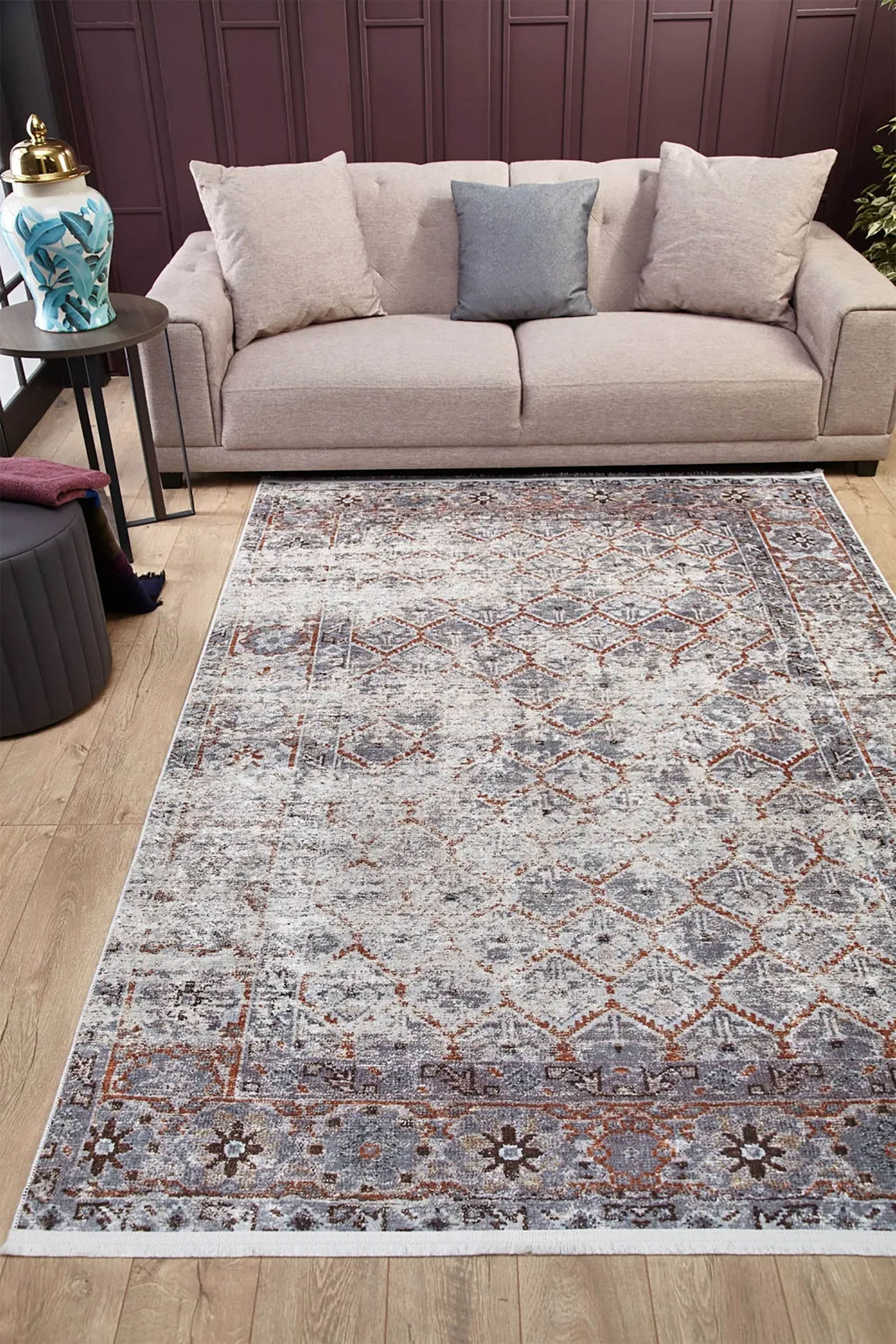 Kaylee Honeycomb Unique Gray Turkish Modern Rug