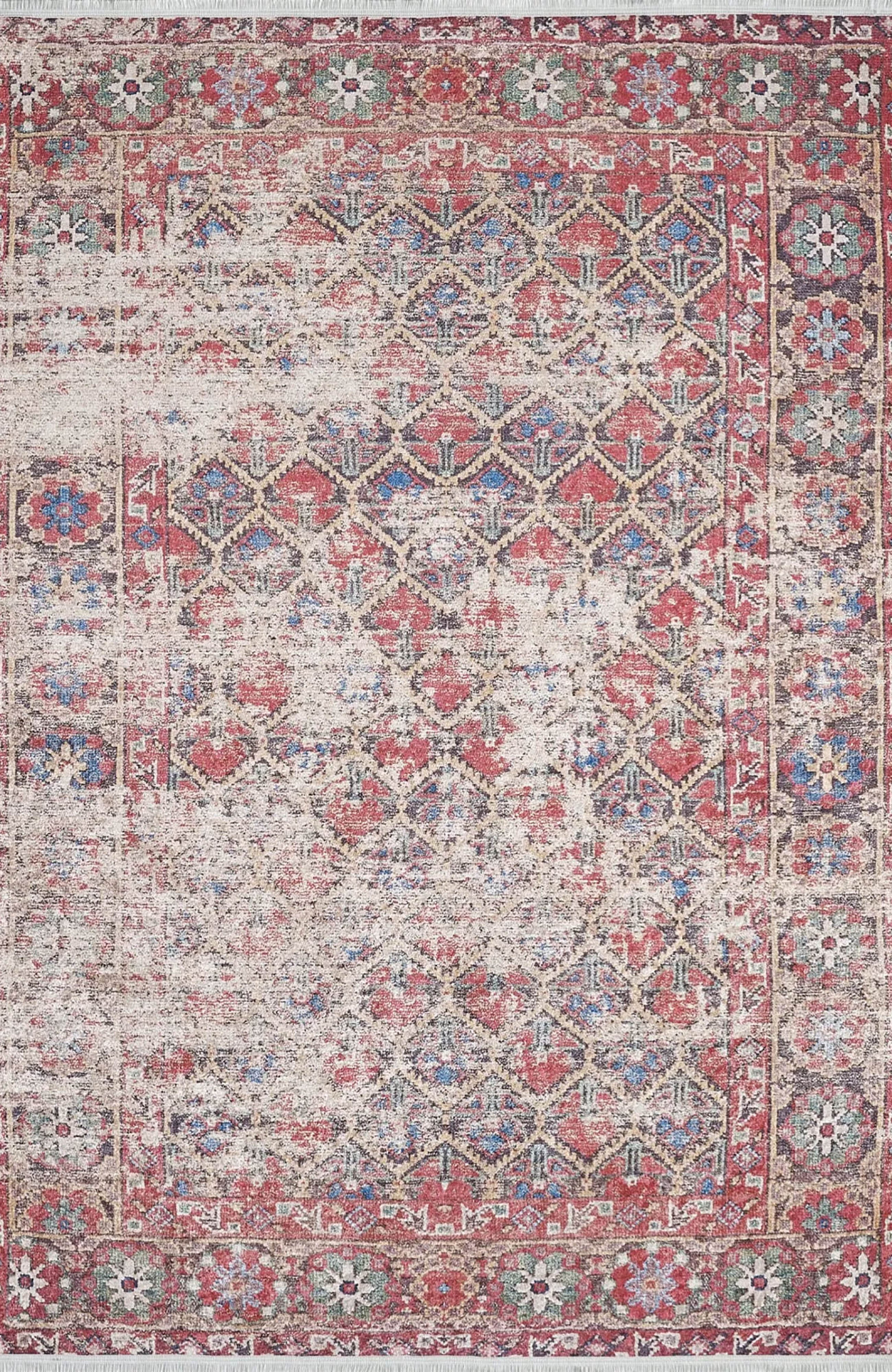 Ruth Honeycomb Unique Red Turkish Modern Rug