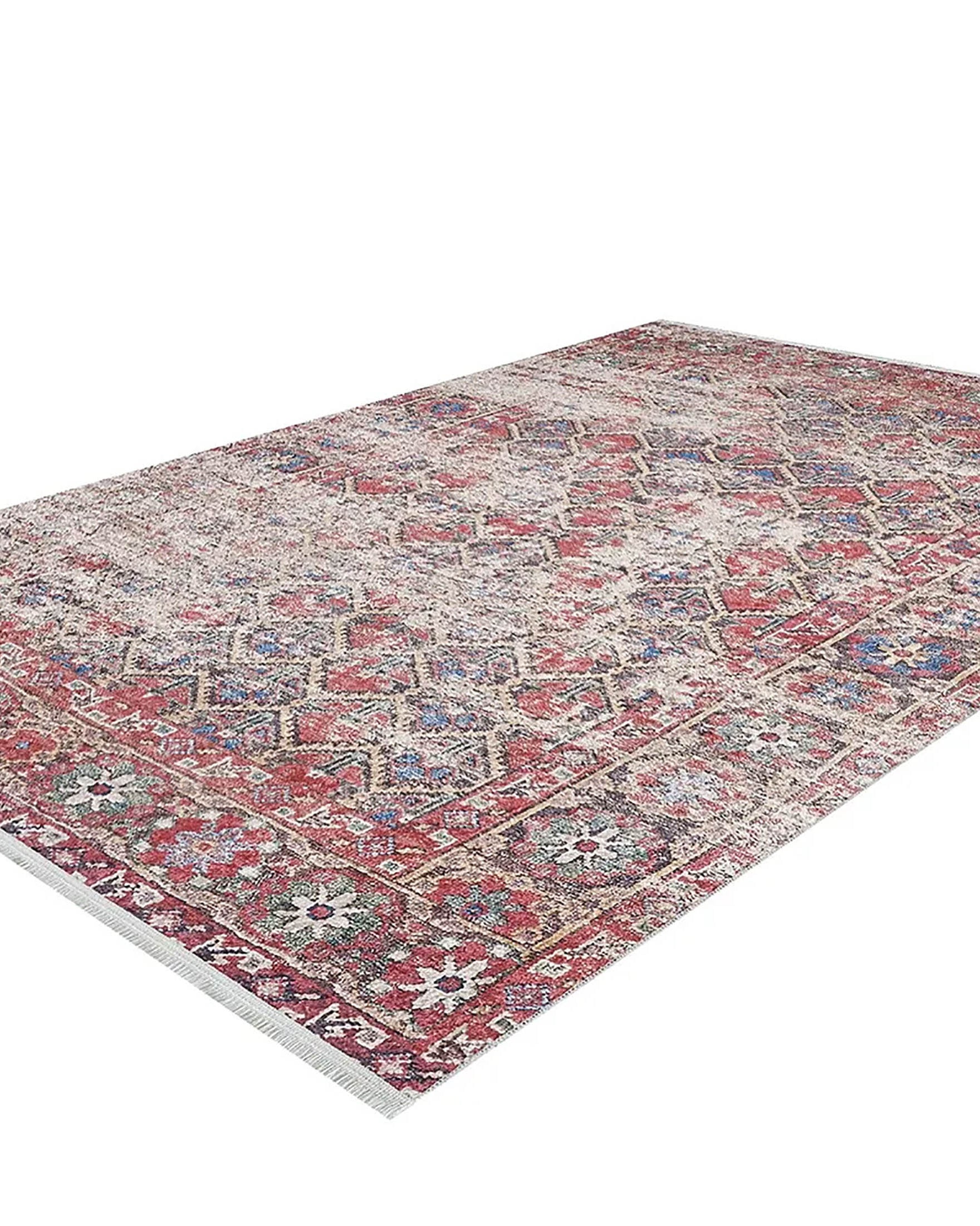 Ruth Honeycomb Unique Red Turkish Modern Rug