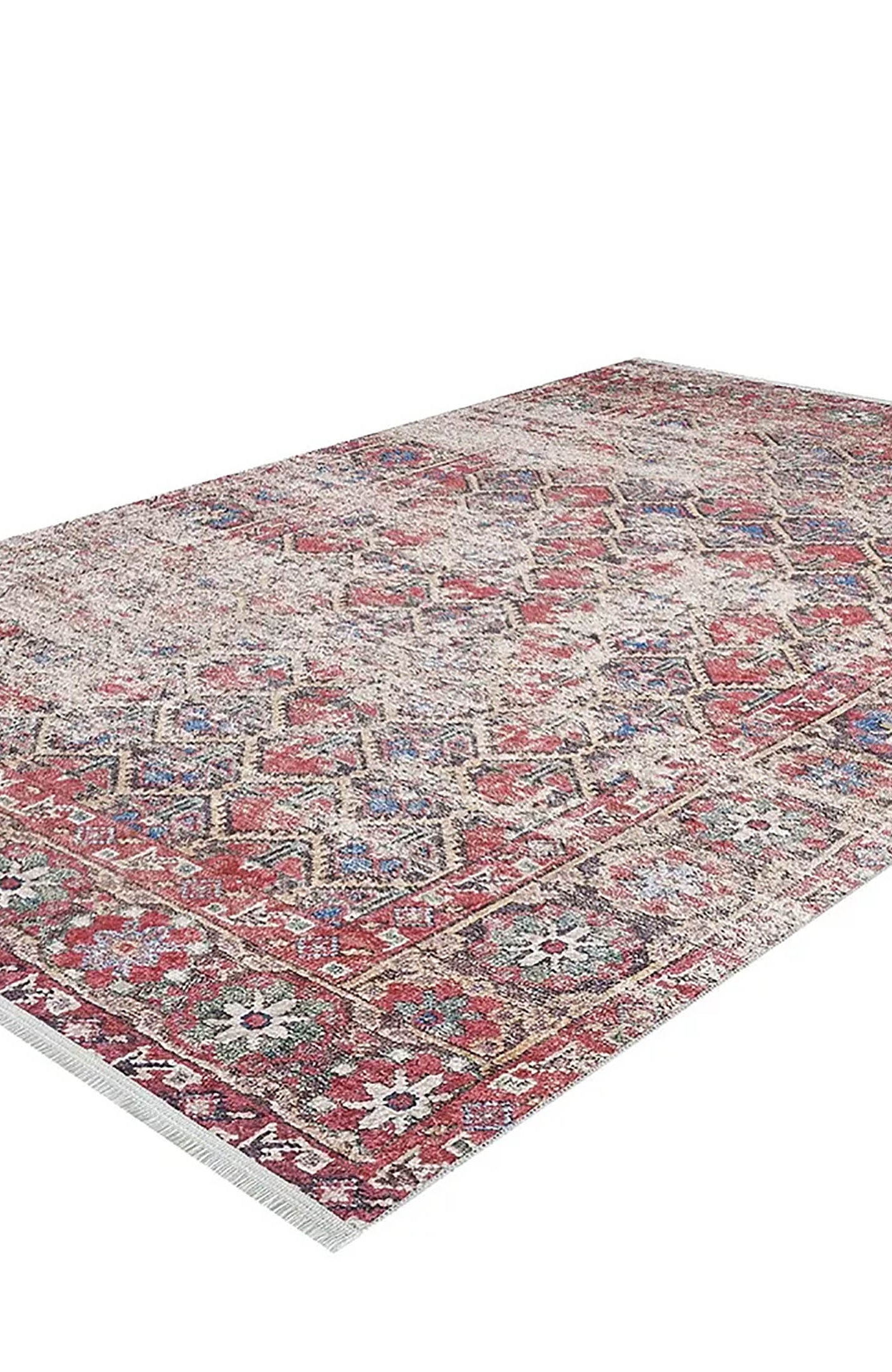 Ruth Honeycomb Unique Red Turkish Modern Rug