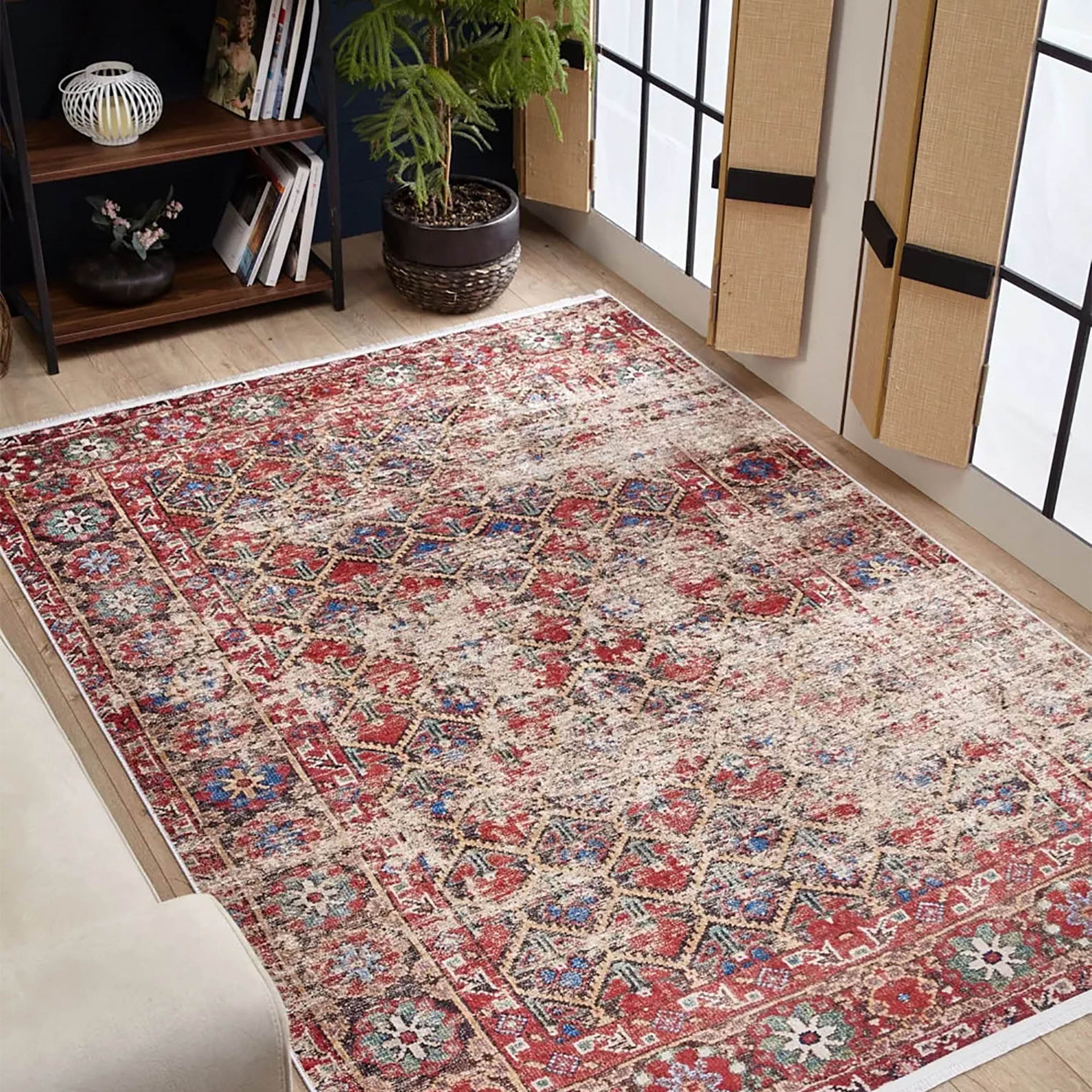 Ruth Honeycomb Unique Red Turkish Modern Rug