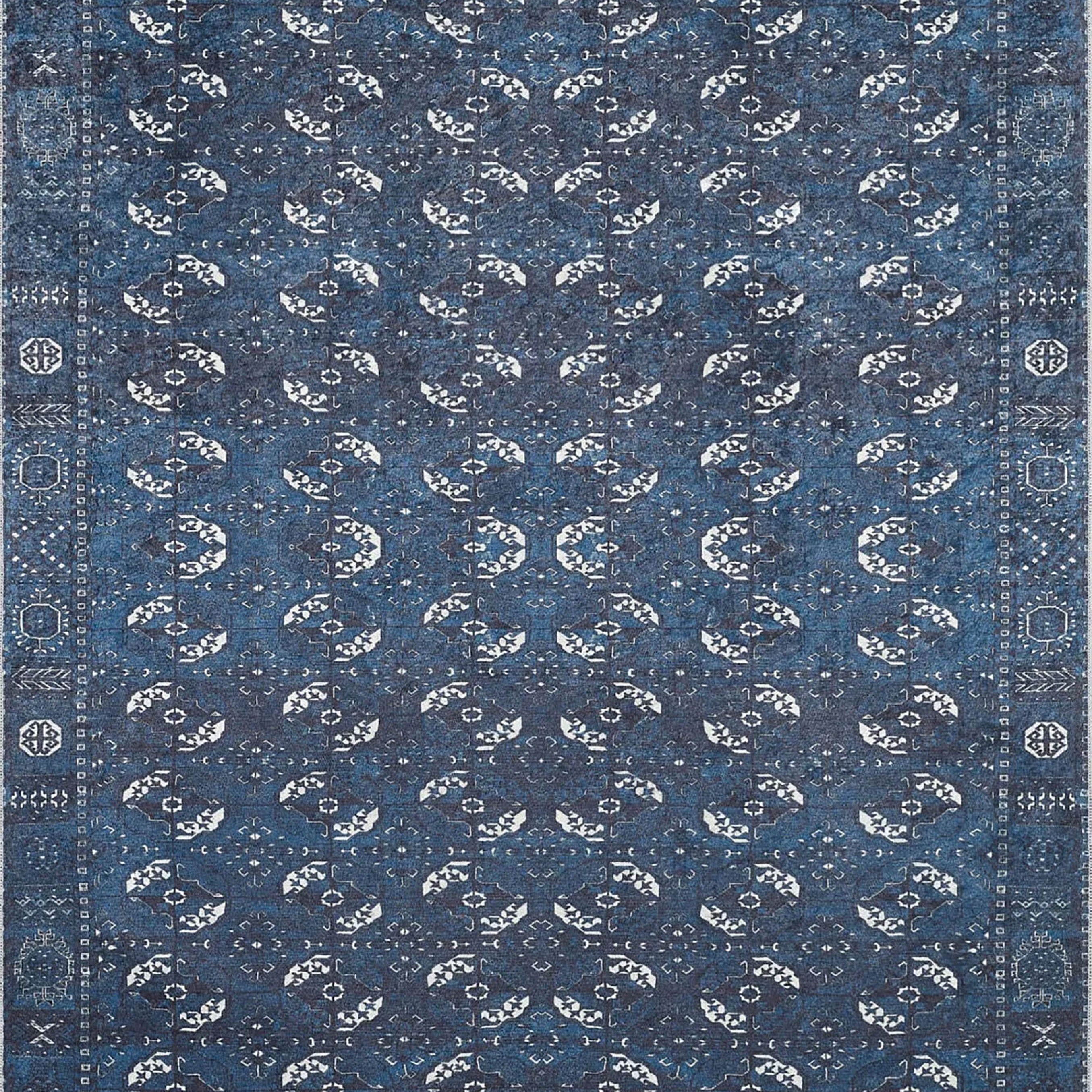 River Afghan Navy Blue Rug