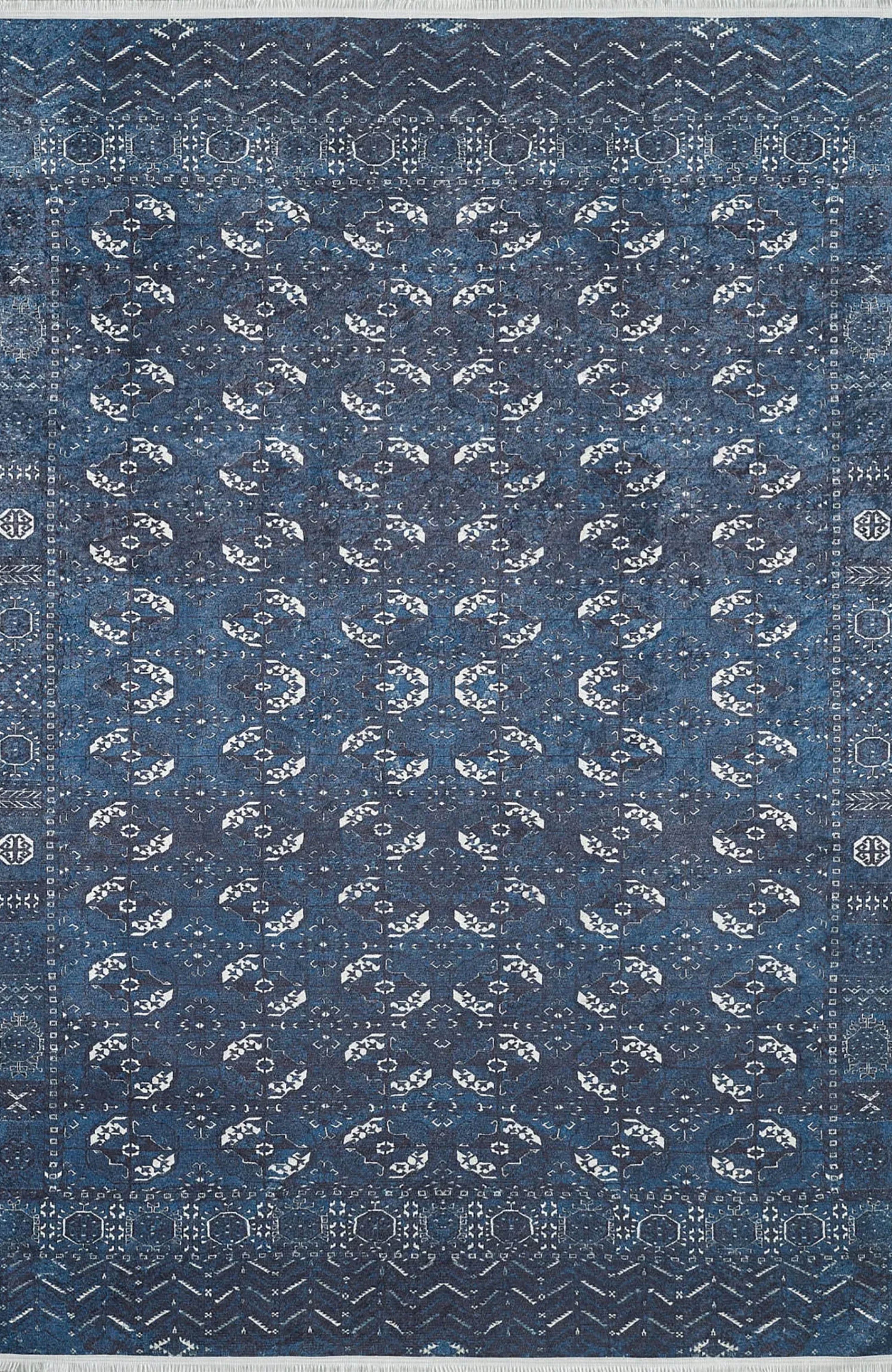 River Afghan Navy Blue Rug