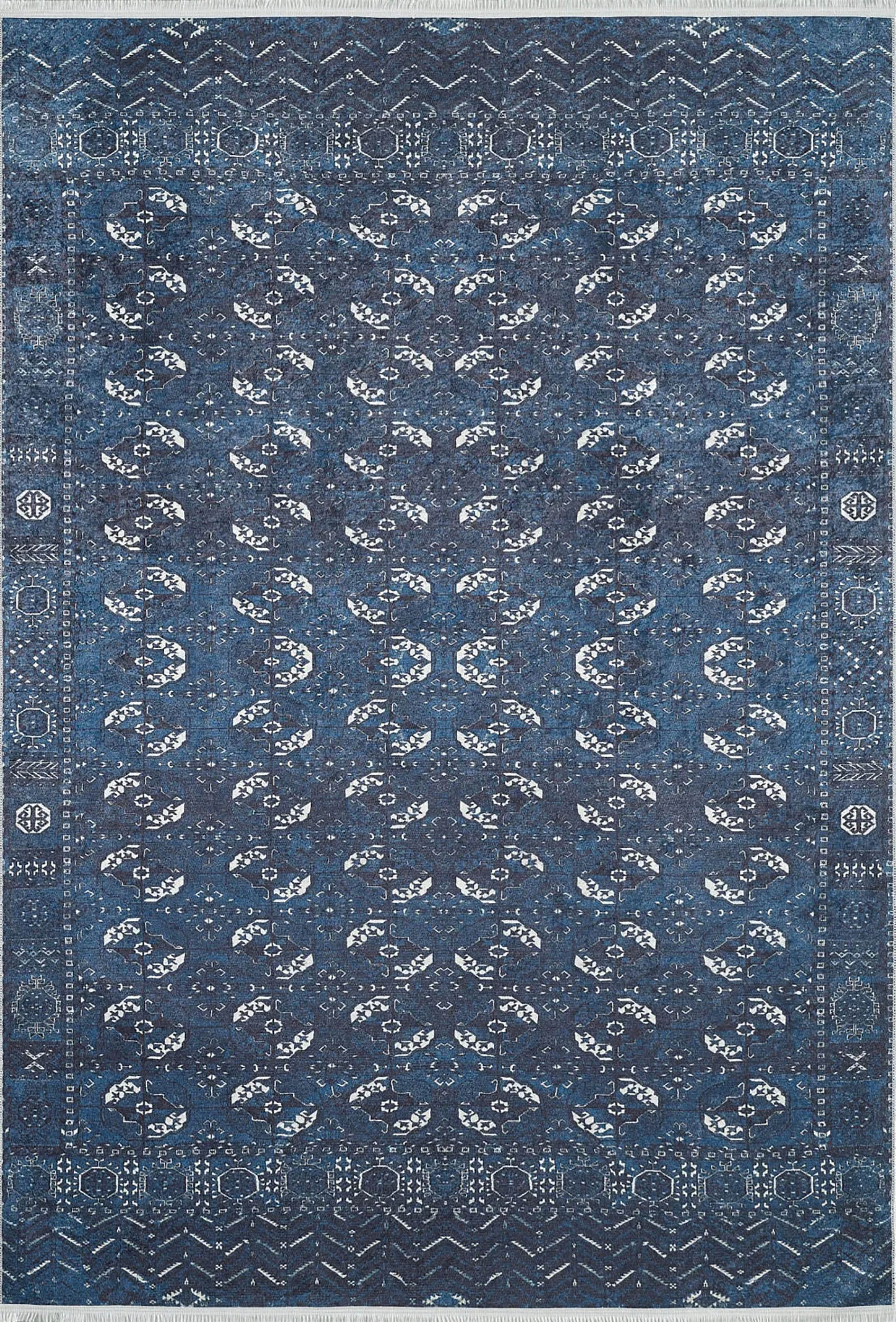 River Afghan Navy Blue Rug
