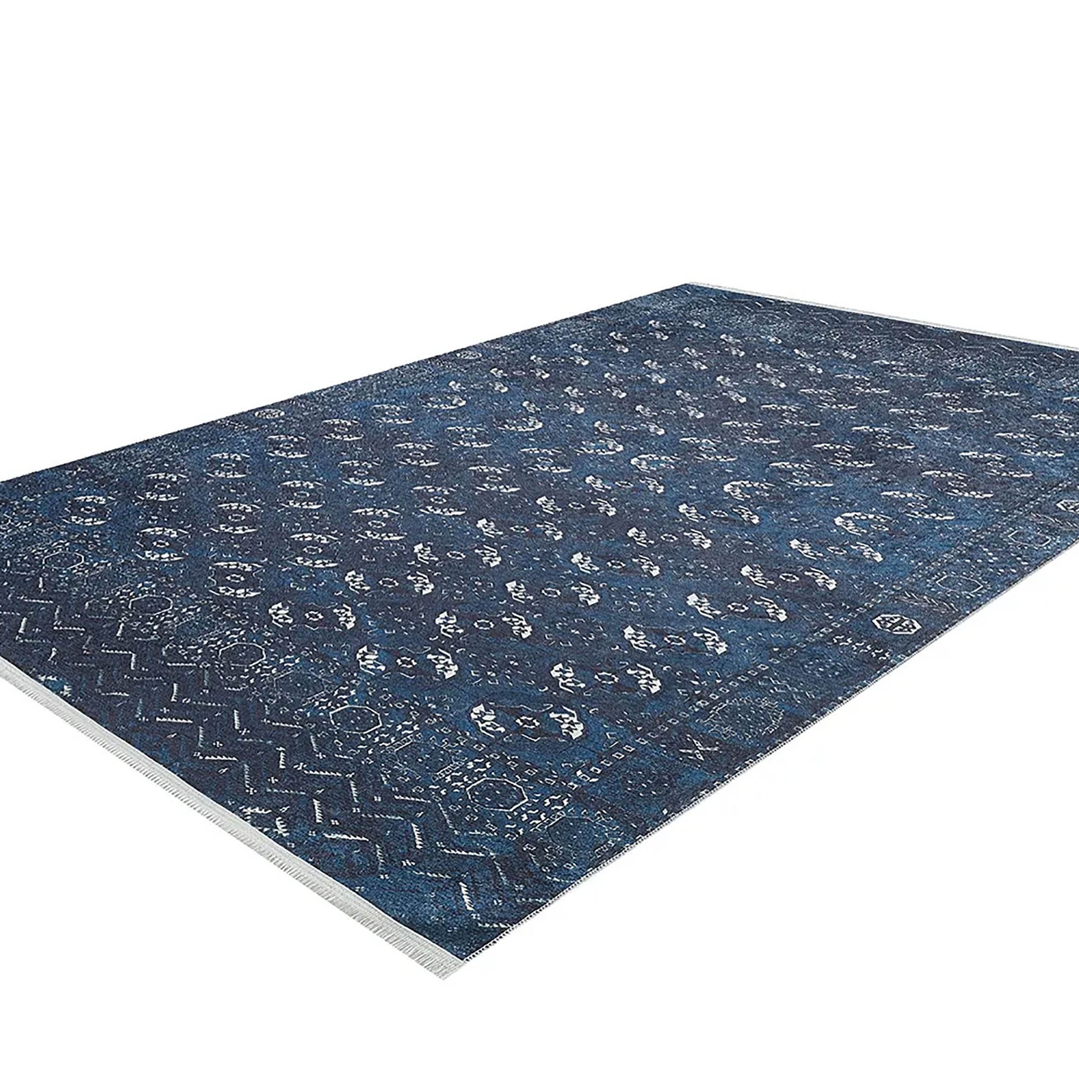 River Afghan Navy Blue Rug
