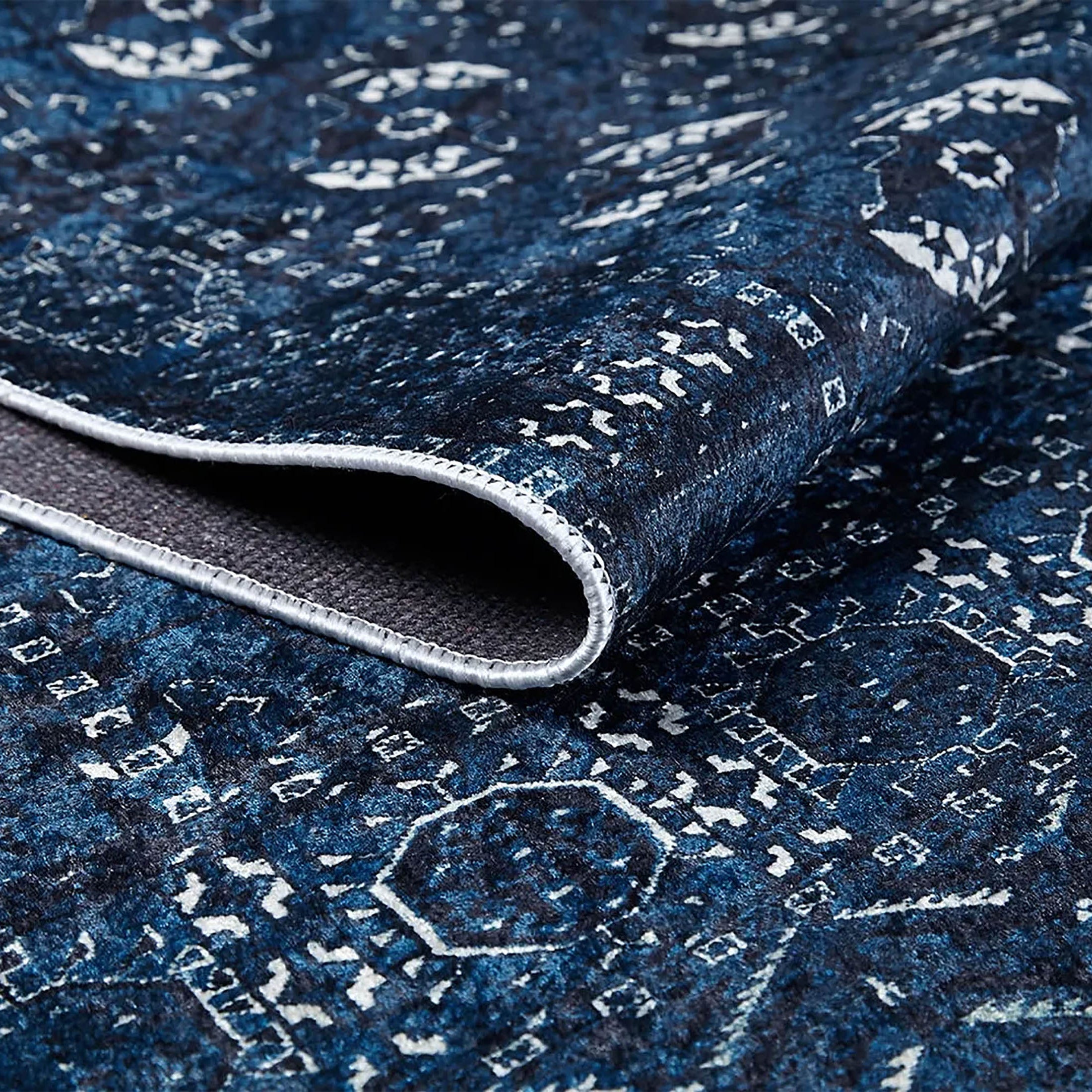 River Afghan Navy Blue Rug