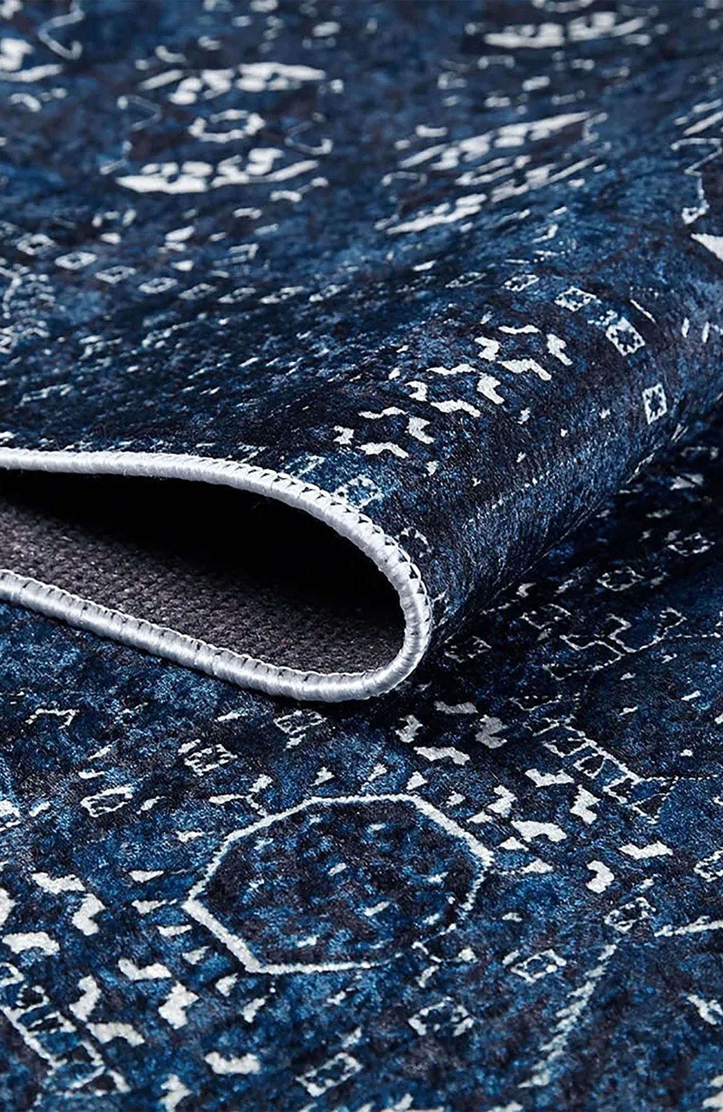 River Afghan Navy Blue Rug