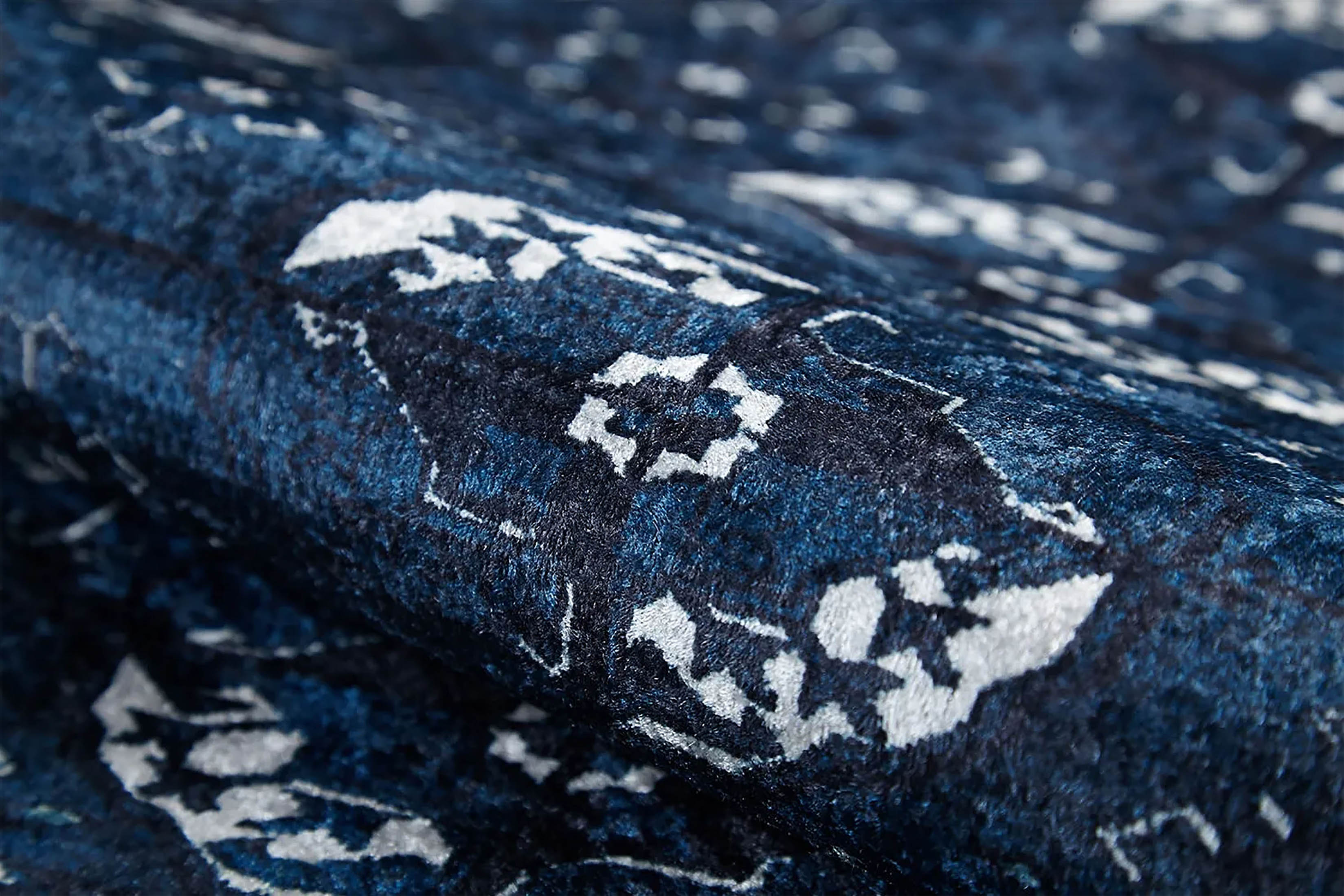 River Afghan Navy Blue Rug