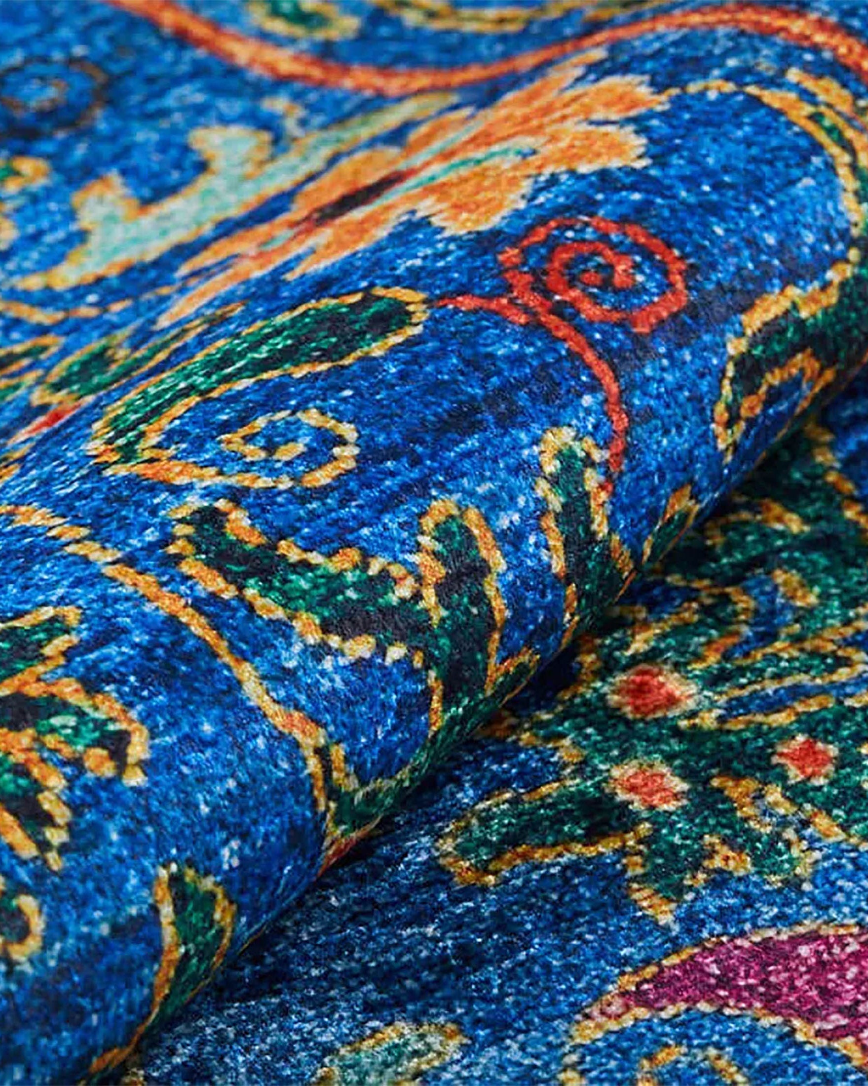 Alaiya Turkish Blue Rose Decorative Floral Rug