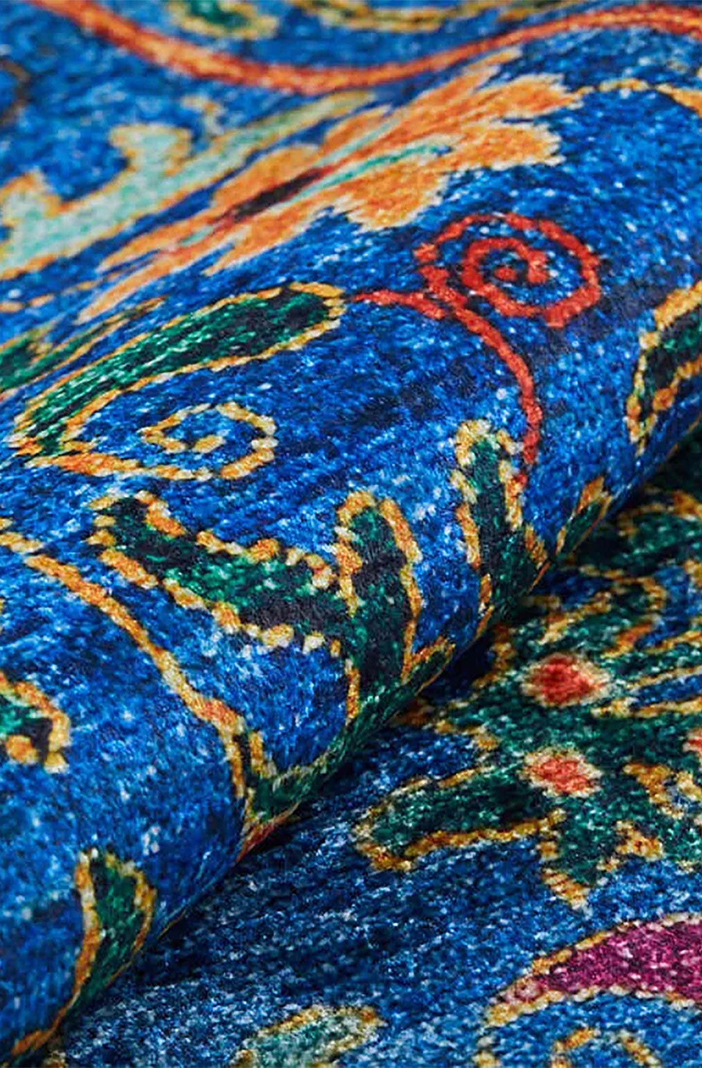 Alaiya Turkish Blue Rose Decorative Floral Rug