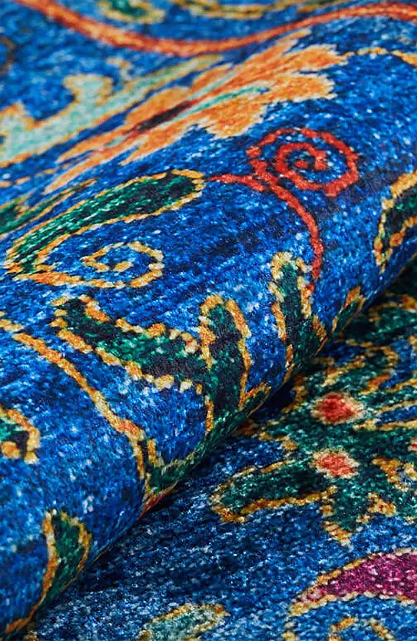 Alaiya Turkish Blue Rose Decorative Floral Rug