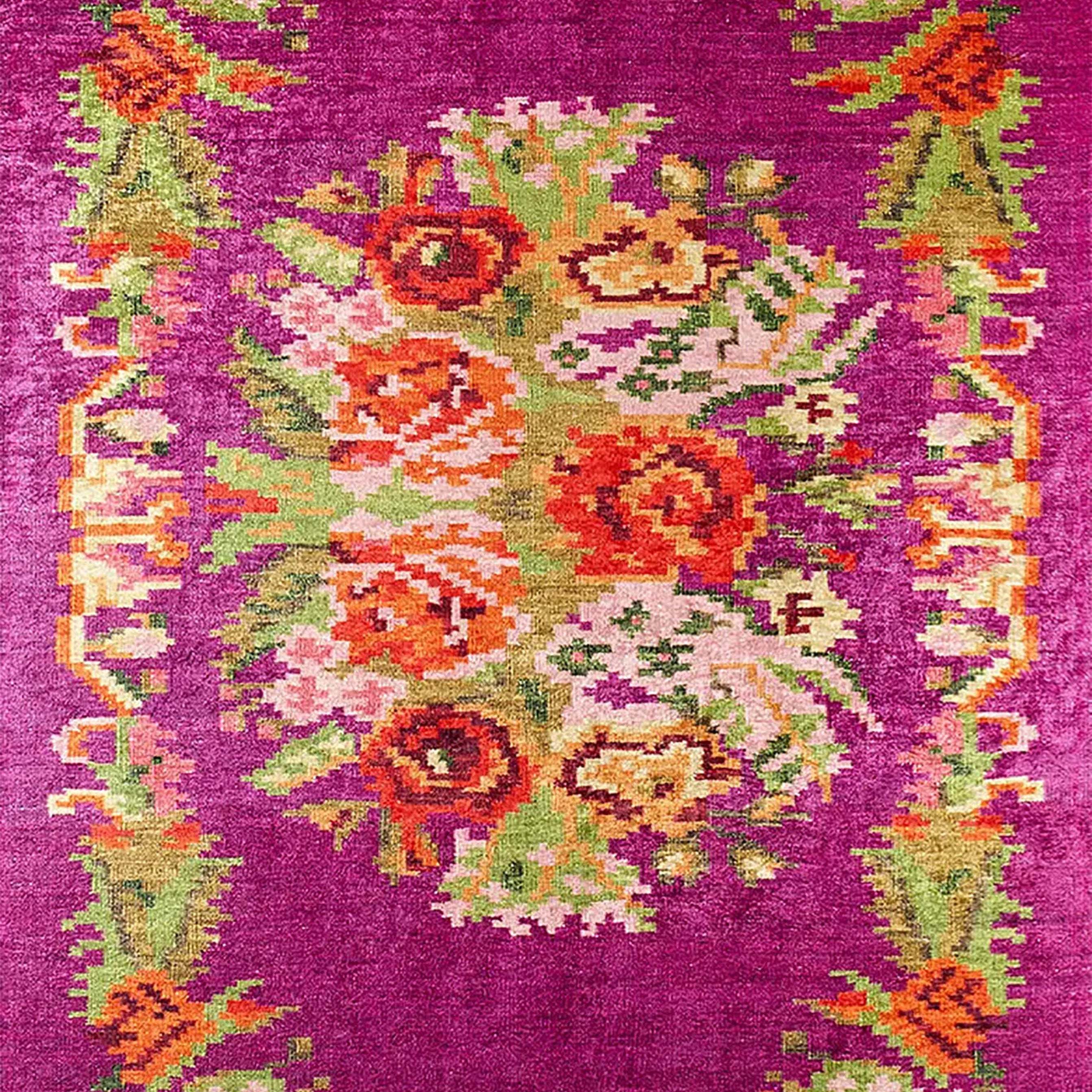 Soleil Turkish Karabagh Decorative Bohemian Floral Kilim Rug