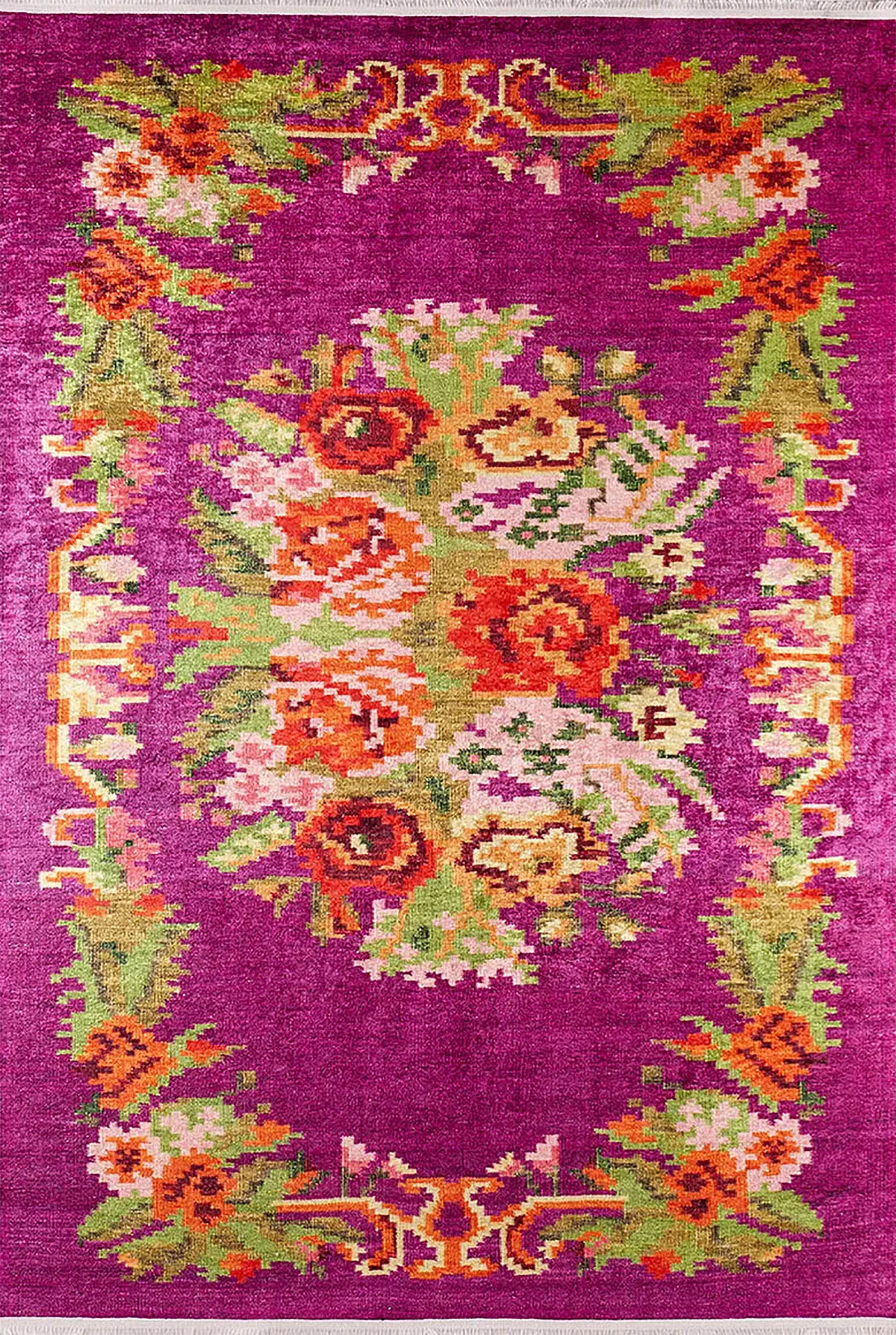 Soleil Turkish Karabagh Decorative Bohemian Floral Kilim Rug