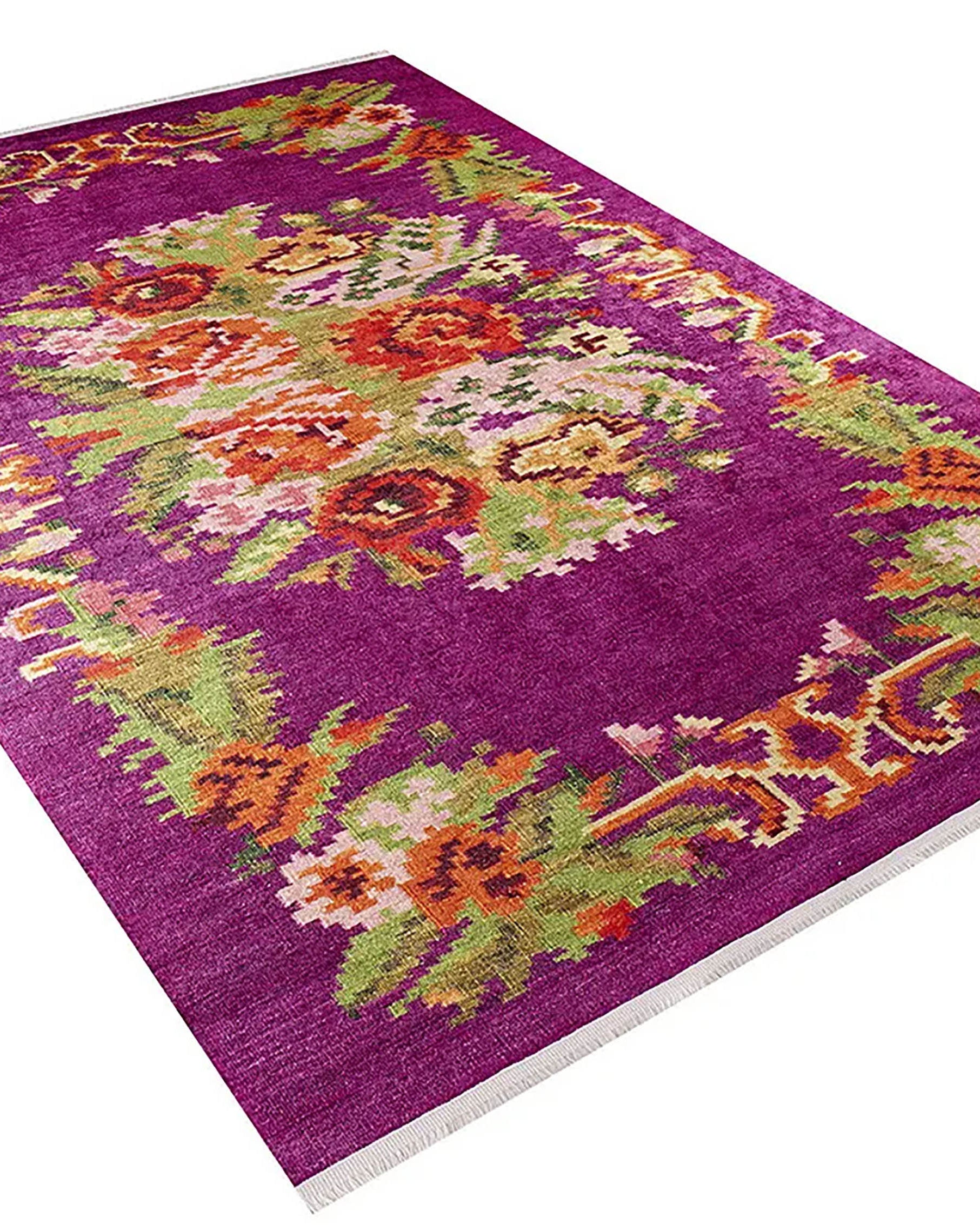 Soleil Turkish Karabagh Decorative Bohemian Floral Kilim Rug