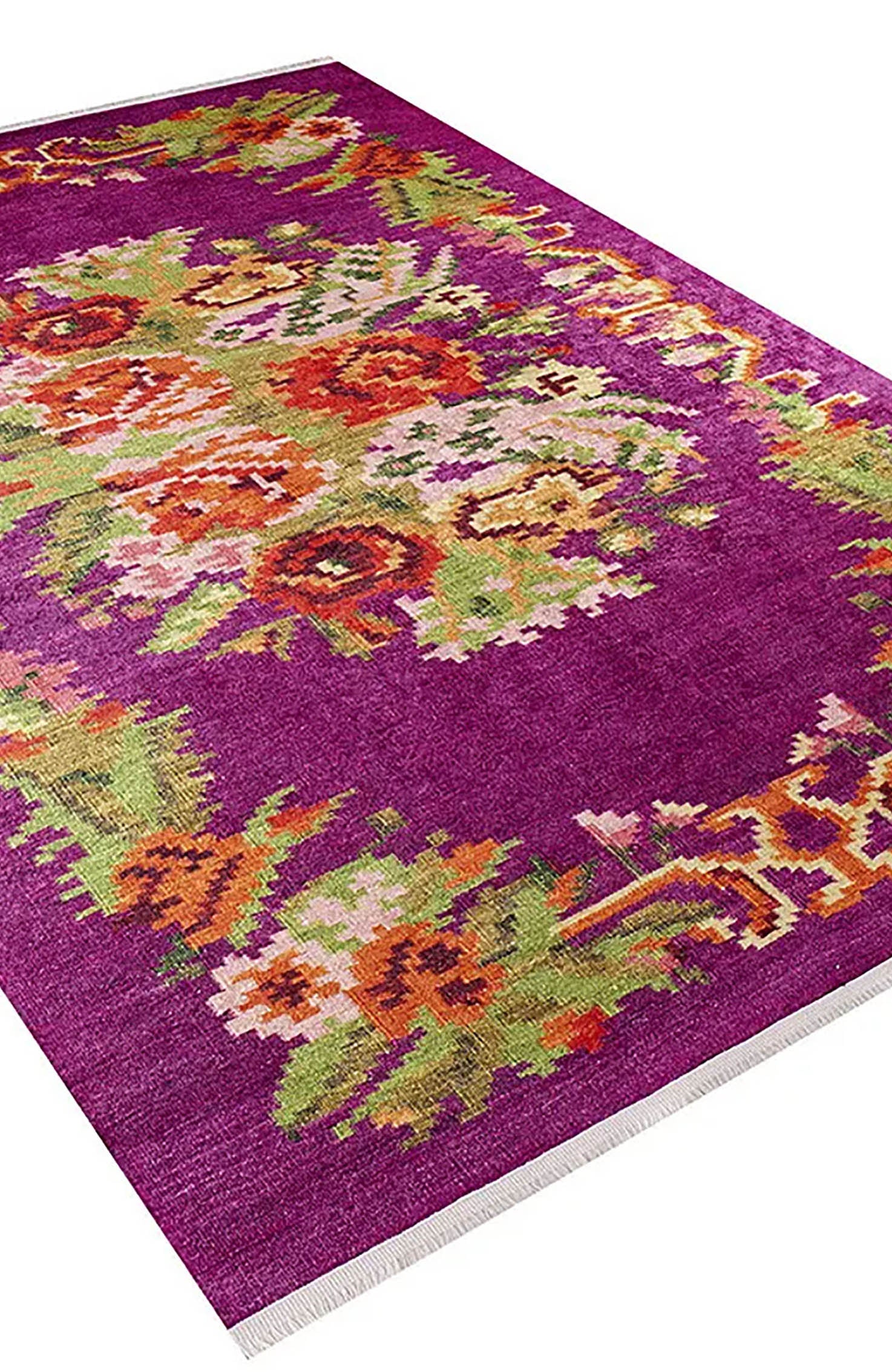 Soleil Turkish Karabagh Decorative Bohemian Floral Kilim Rug