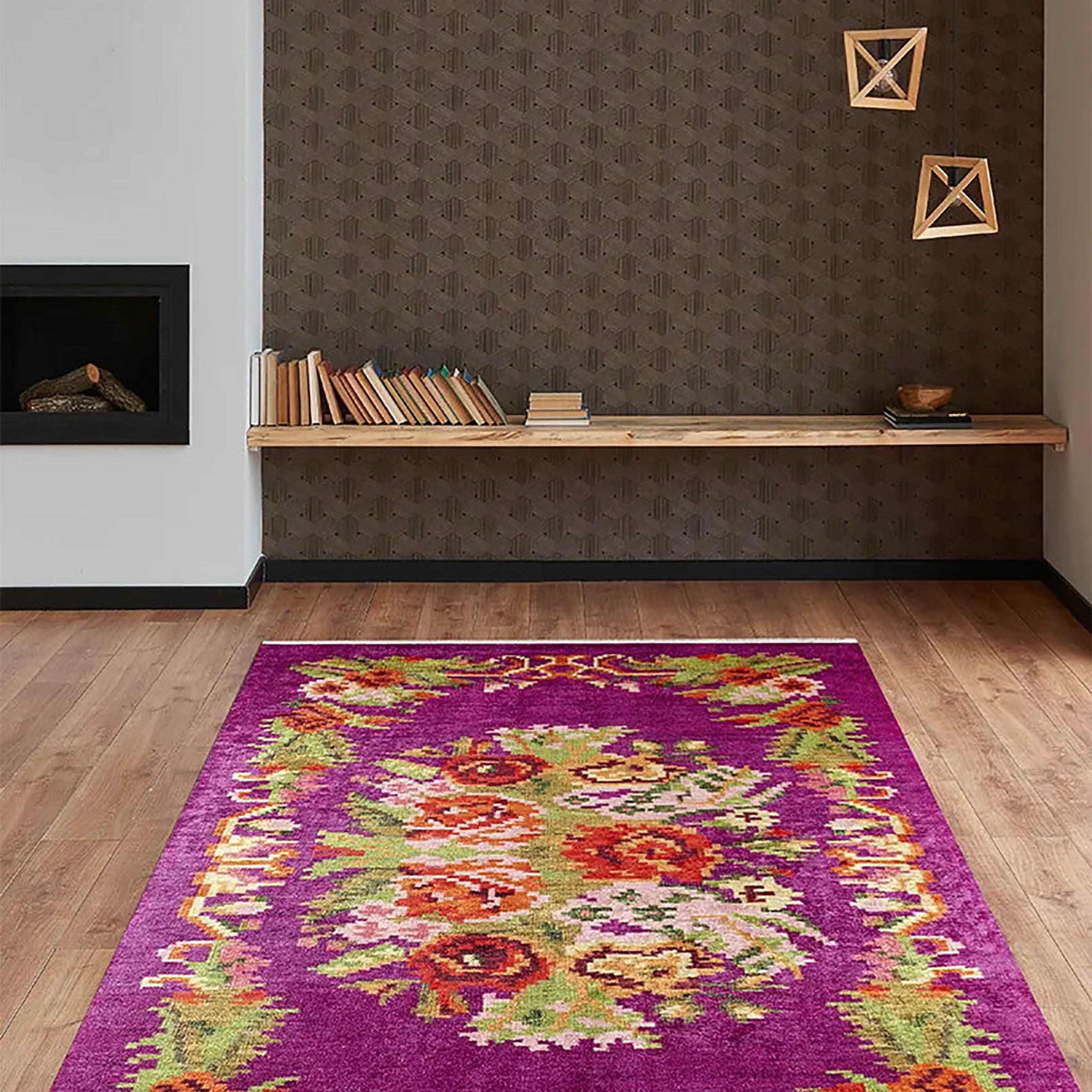 Soleil Turkish Karabagh Decorative Bohemian Floral Kilim Rug