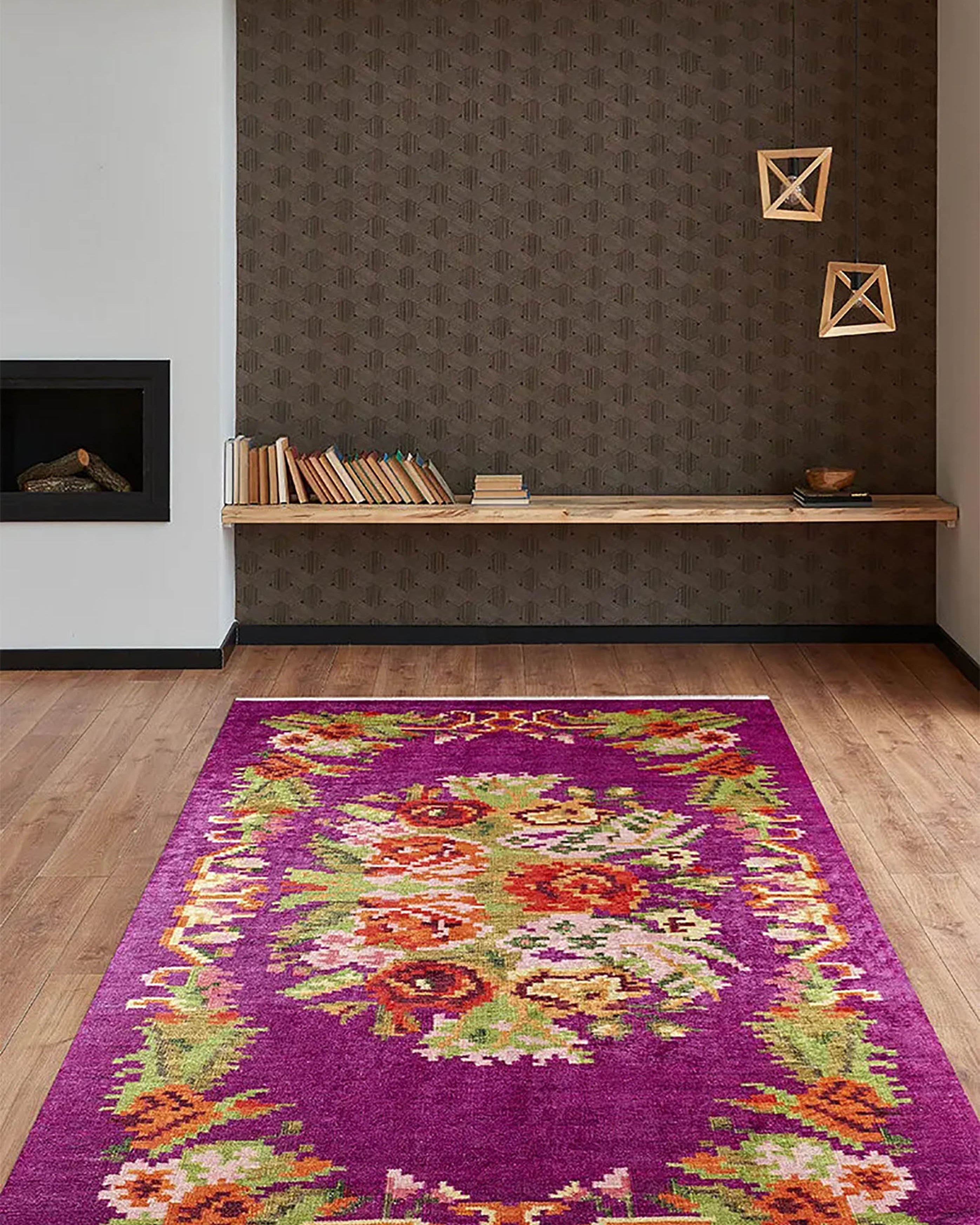 Soleil Turkish Karabagh Decorative Bohemian Floral Kilim Rug