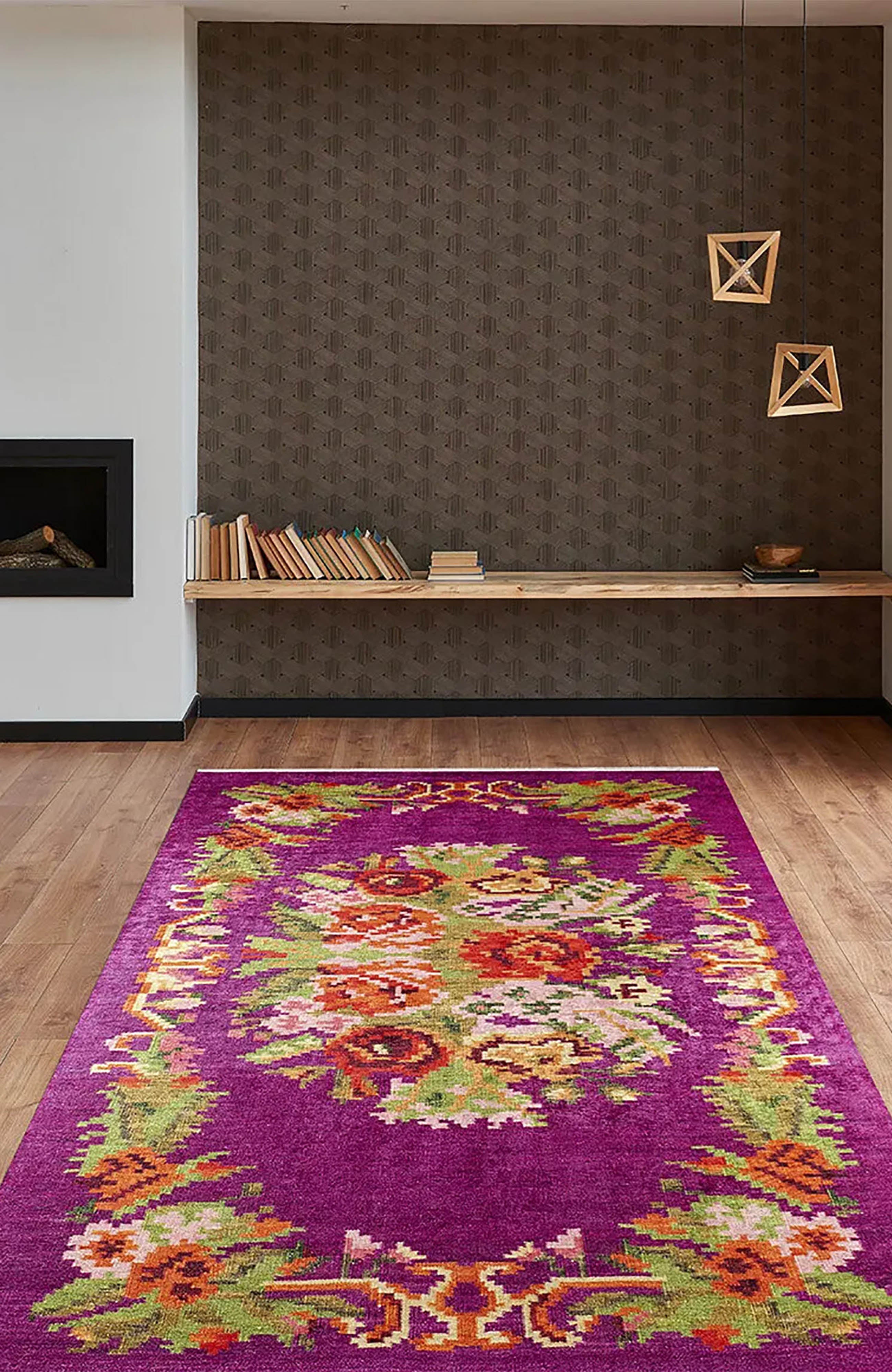 Soleil Turkish Karabagh Decorative Bohemian Floral Kilim Rug