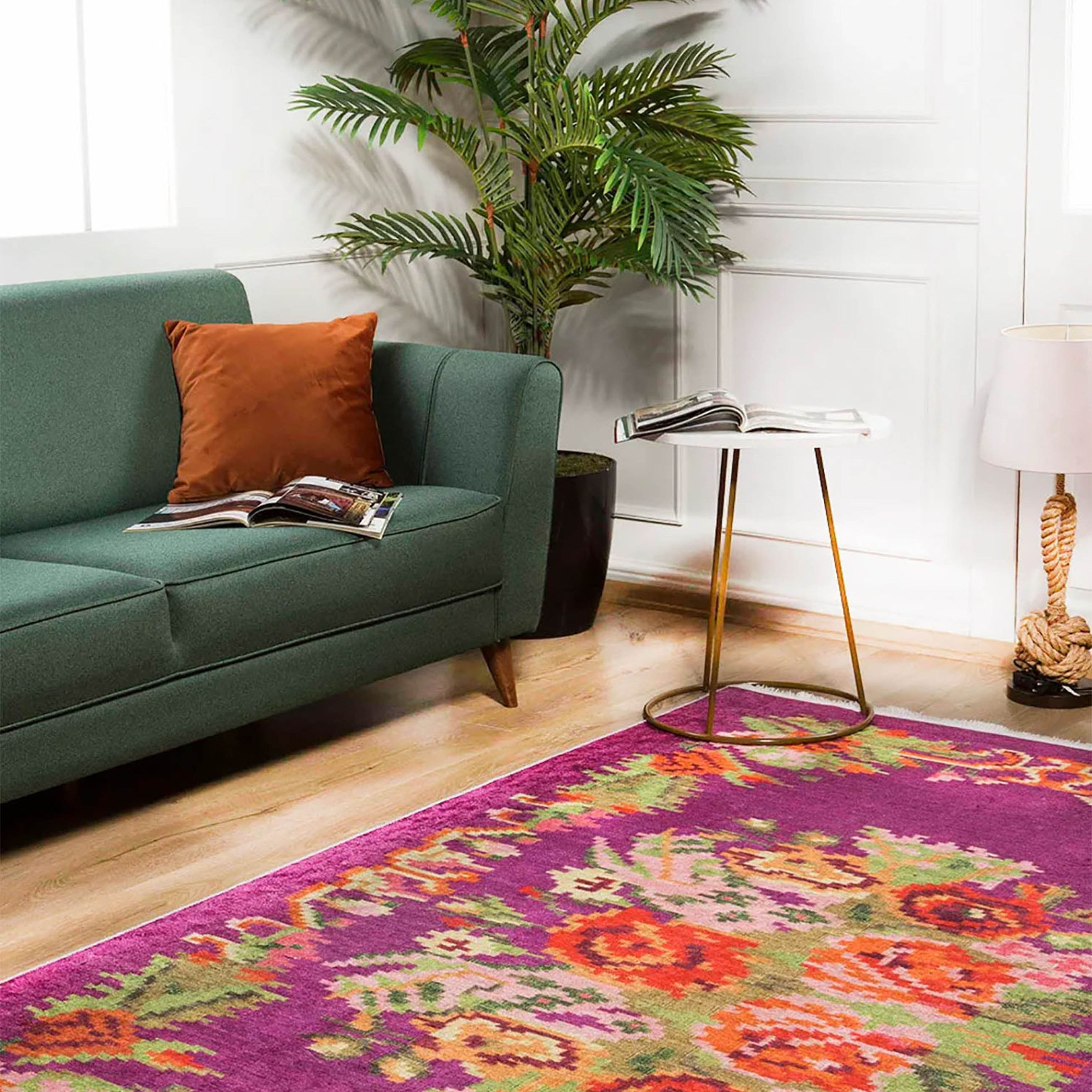 Soleil Turkish Karabagh Decorative Bohemian Floral Kilim Rug