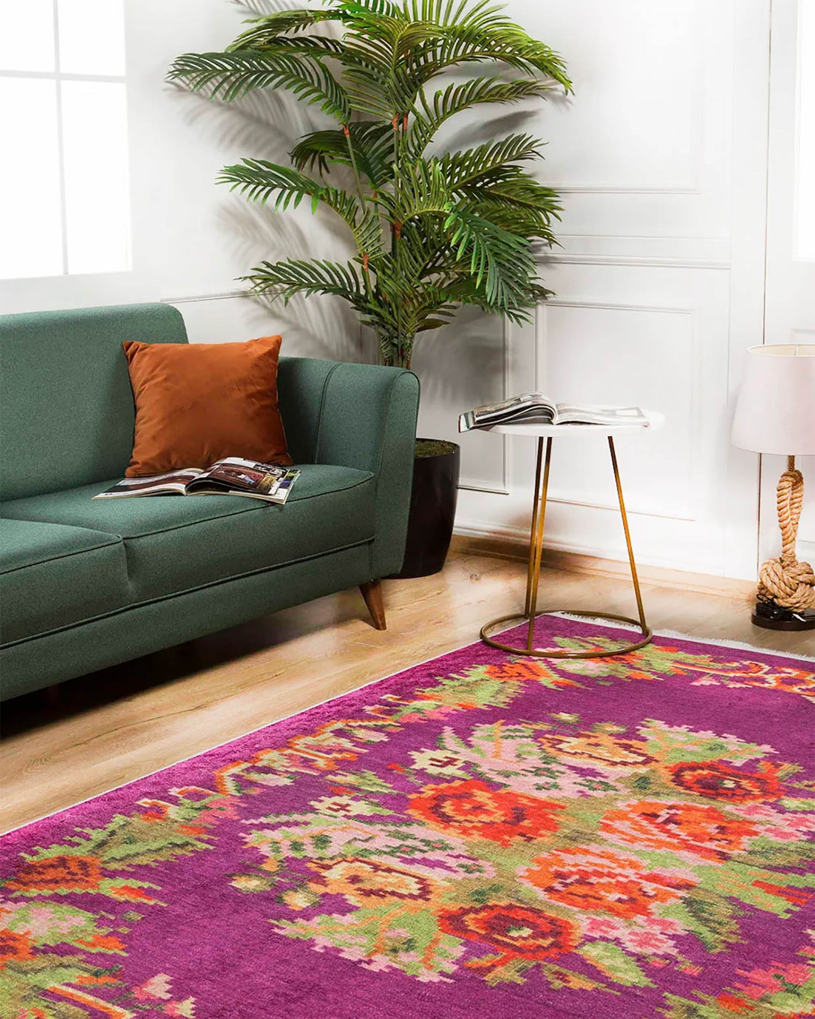 Soleil Turkish Karabagh Decorative Bohemian Floral Kilim Rug