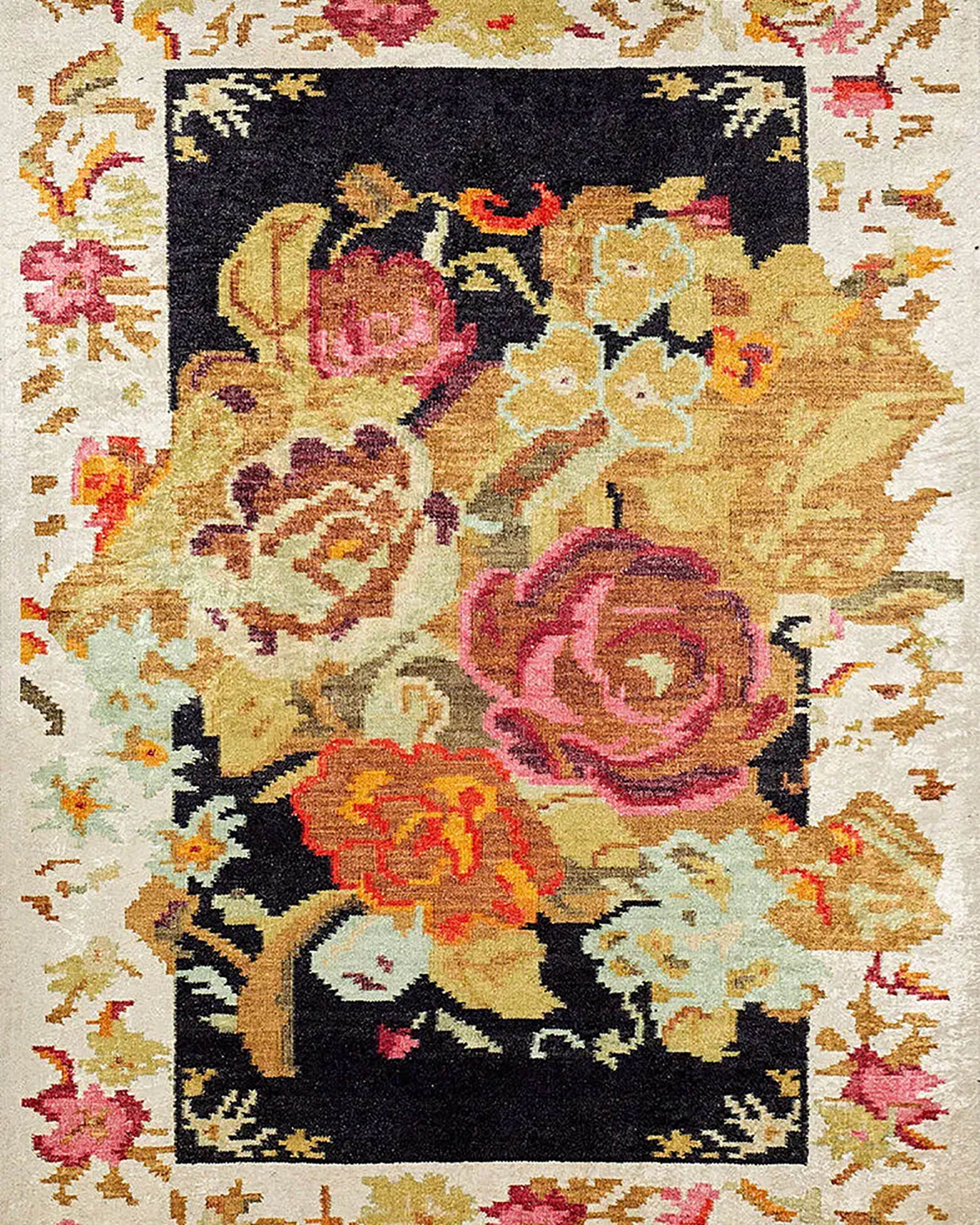 Paloma Turkish Karabagh Floral Decorative Yelllow Rug