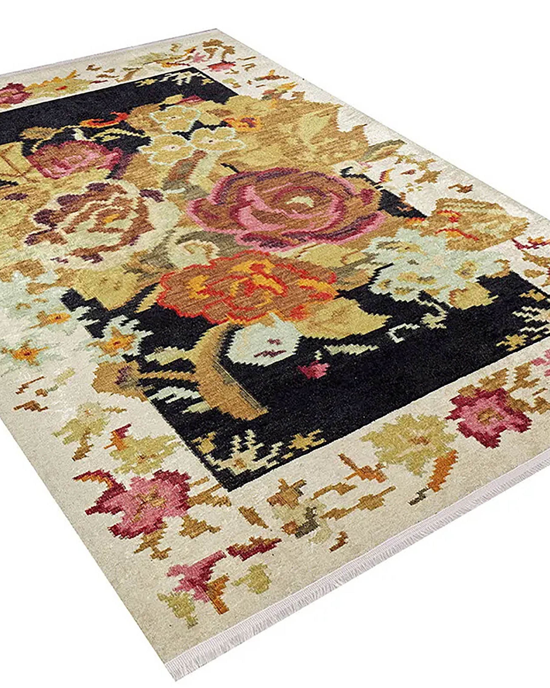 Paloma Turkish Karabagh Floral Decorative Yelllow Rug
