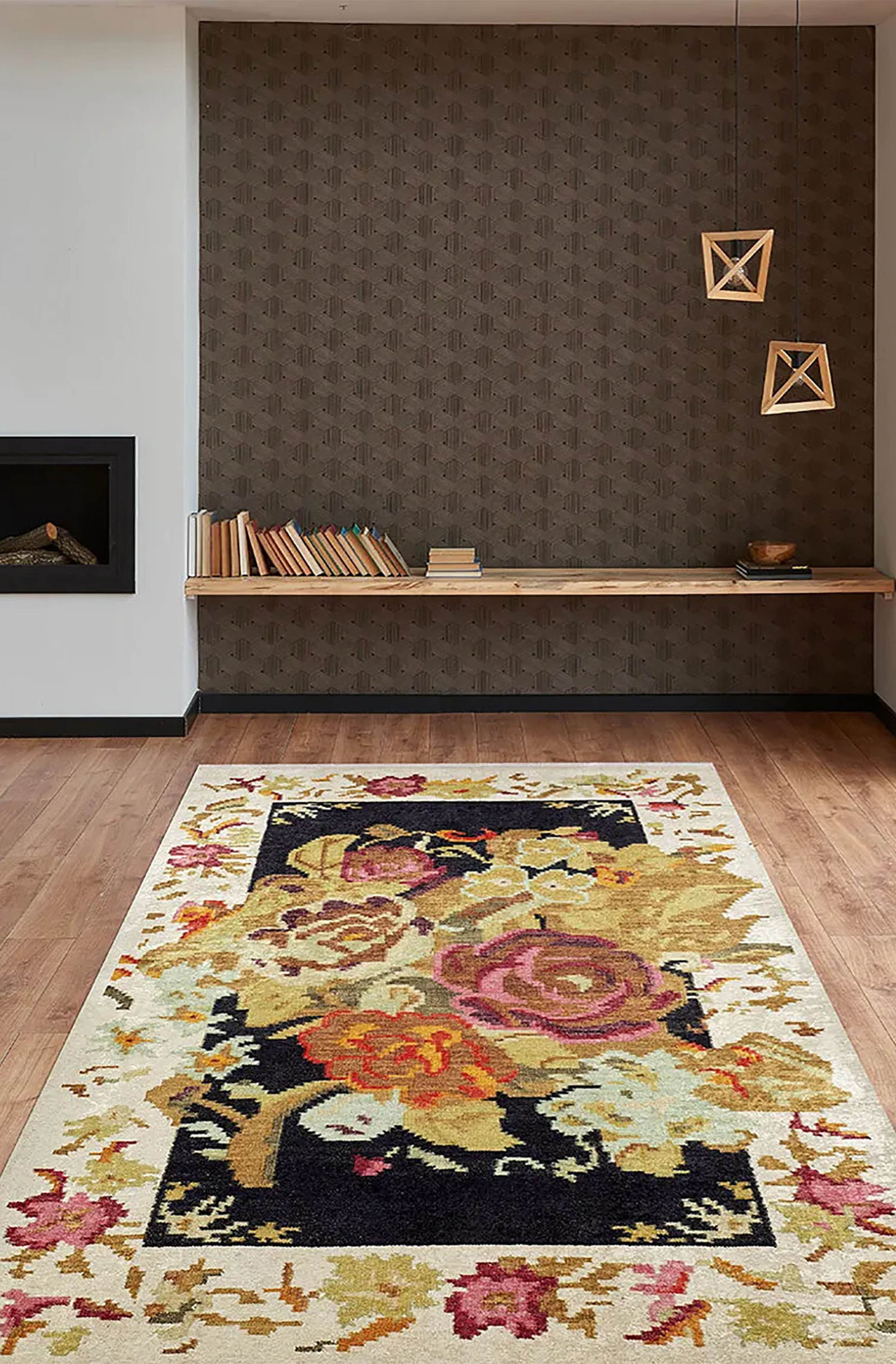 Paloma Turkish Karabagh Floral Decorative Yelllow Rug