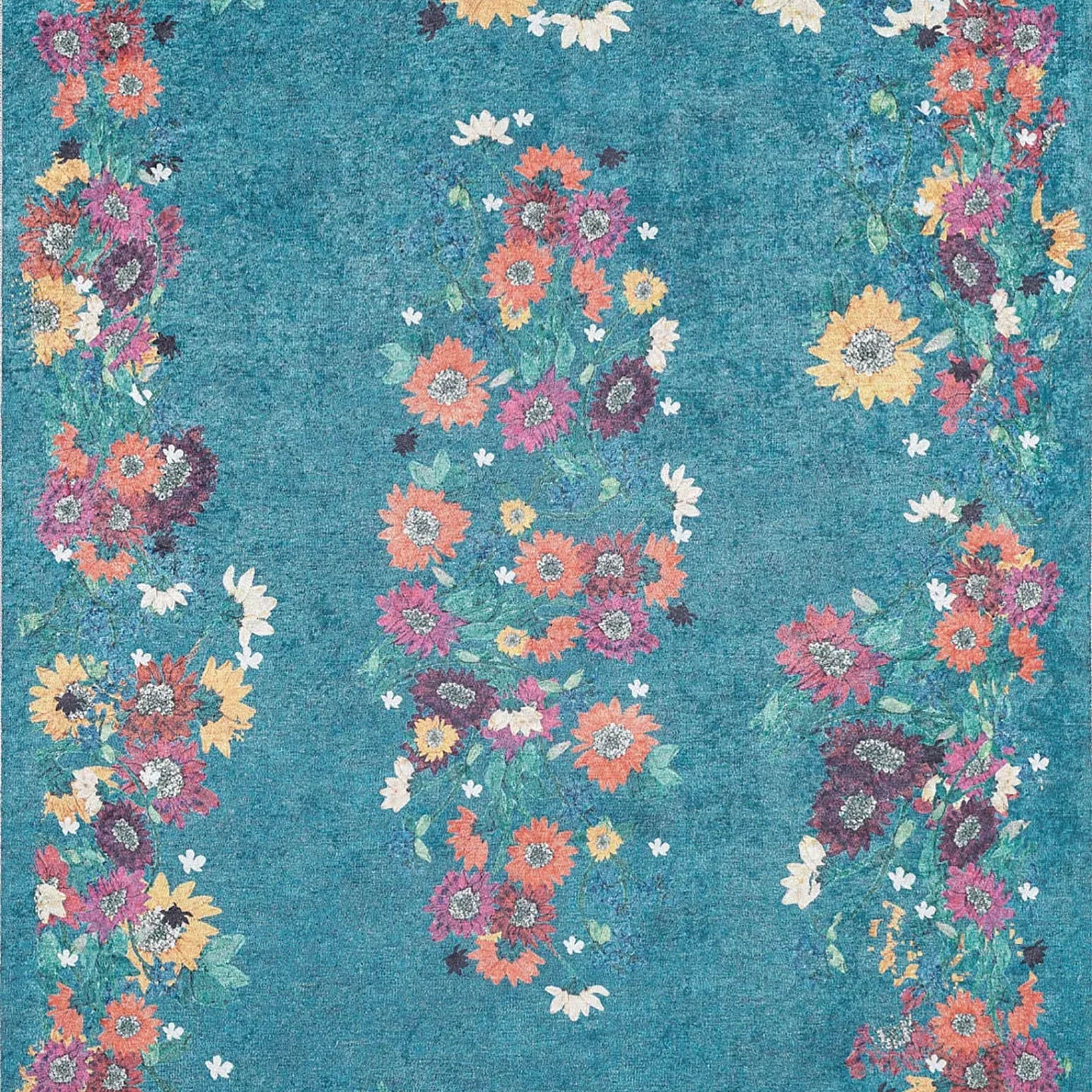 Aadhya Turkish Green Rose Decorative Floral Rug