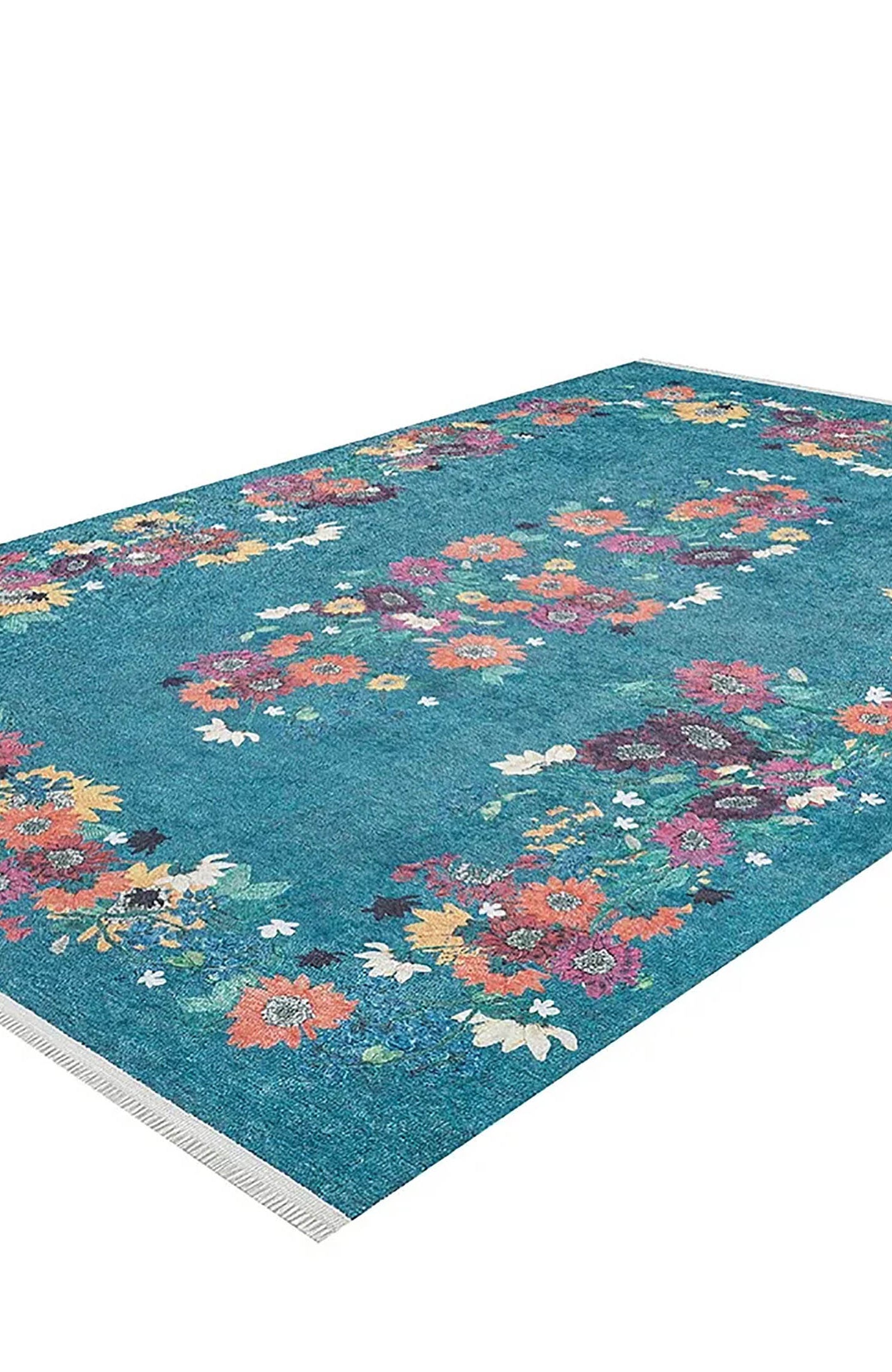 Aadhya Turkish Green Rose Decorative Floral Rug