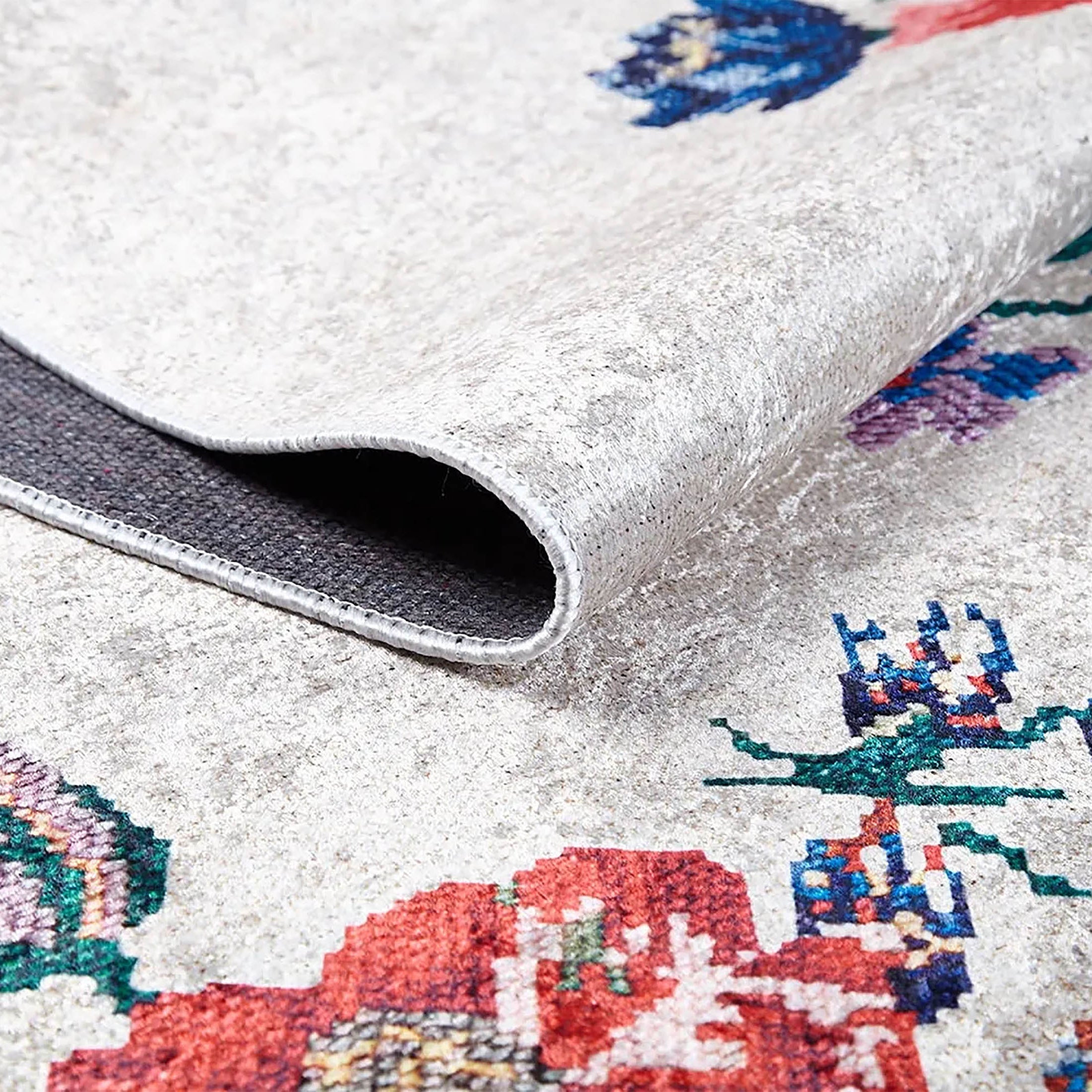 Shay Turkish Karabagh White Decorative Floral Rug