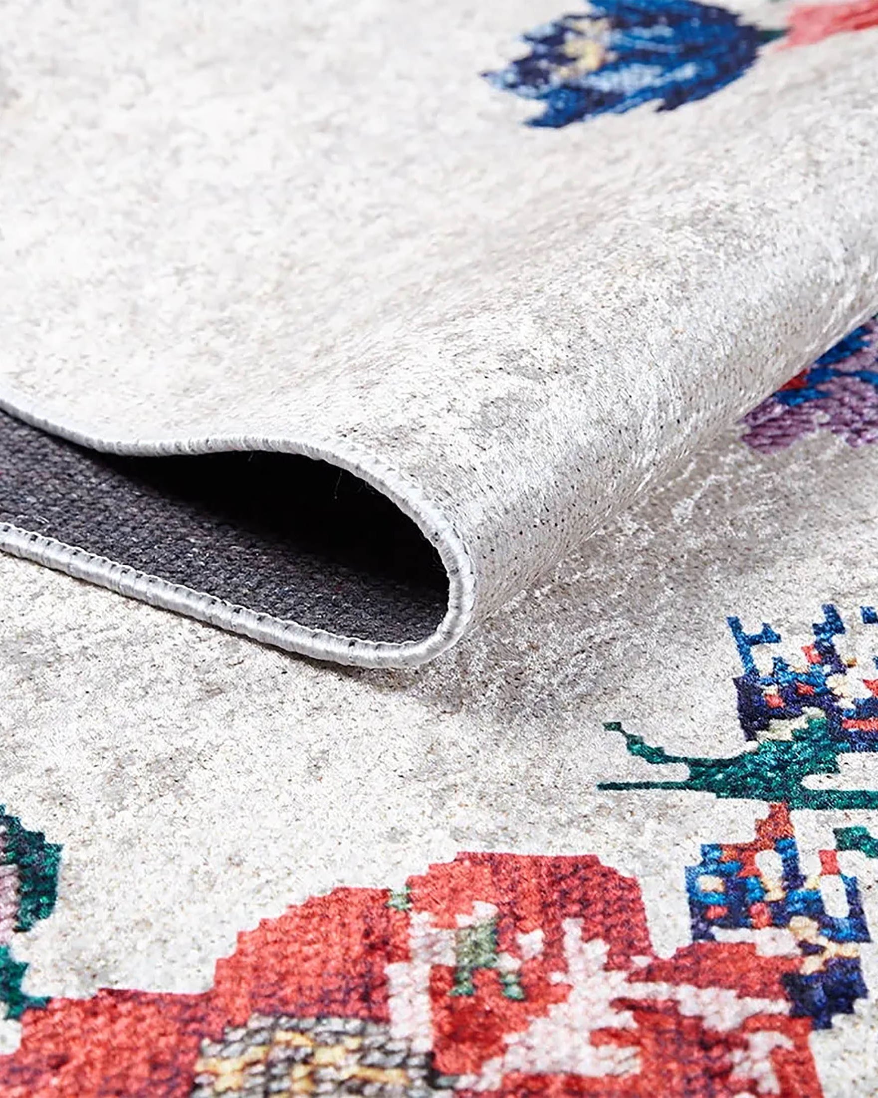 Shay Turkish Karabagh White Decorative Floral Rug