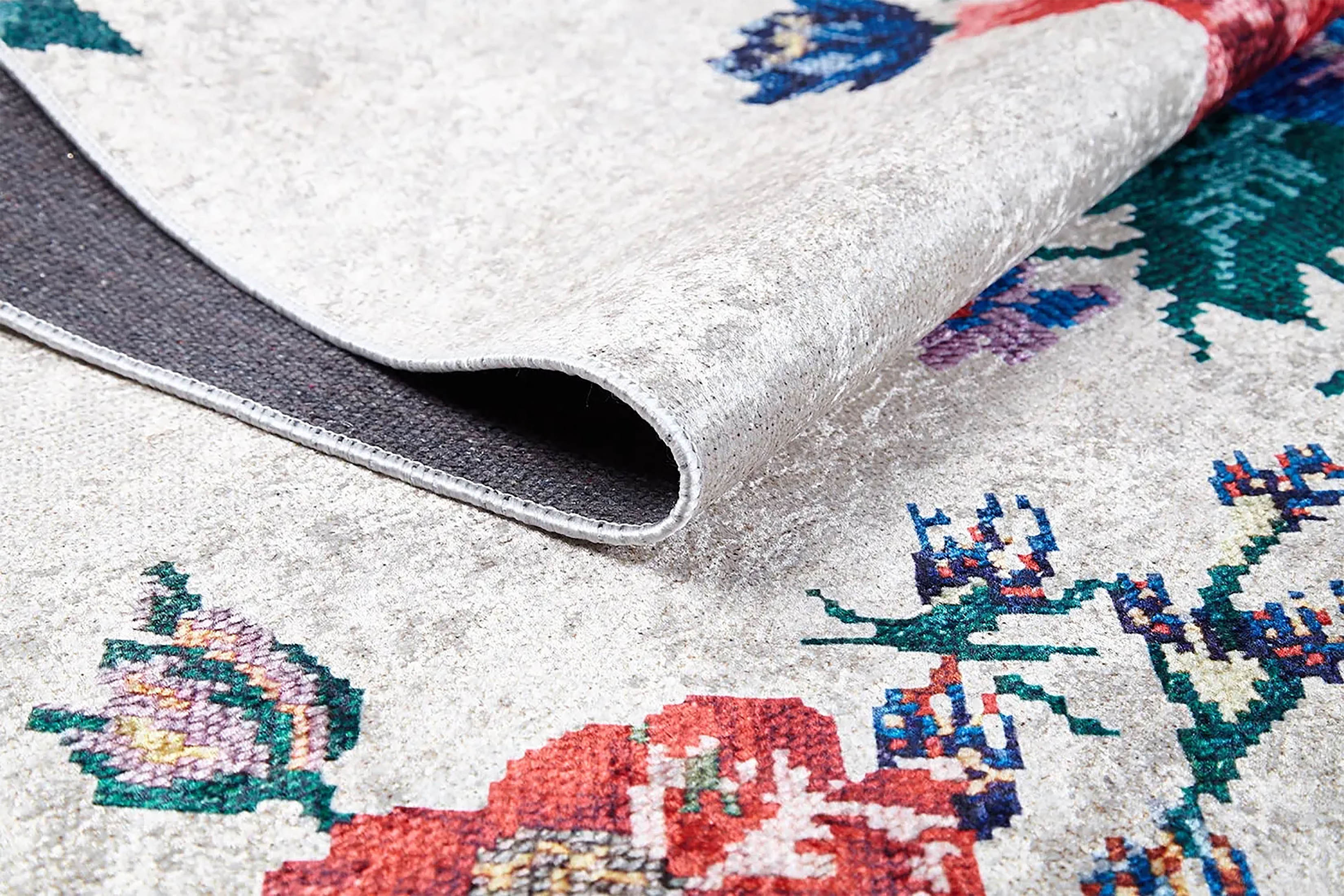 Shay Turkish Karabagh White Decorative Floral Rug