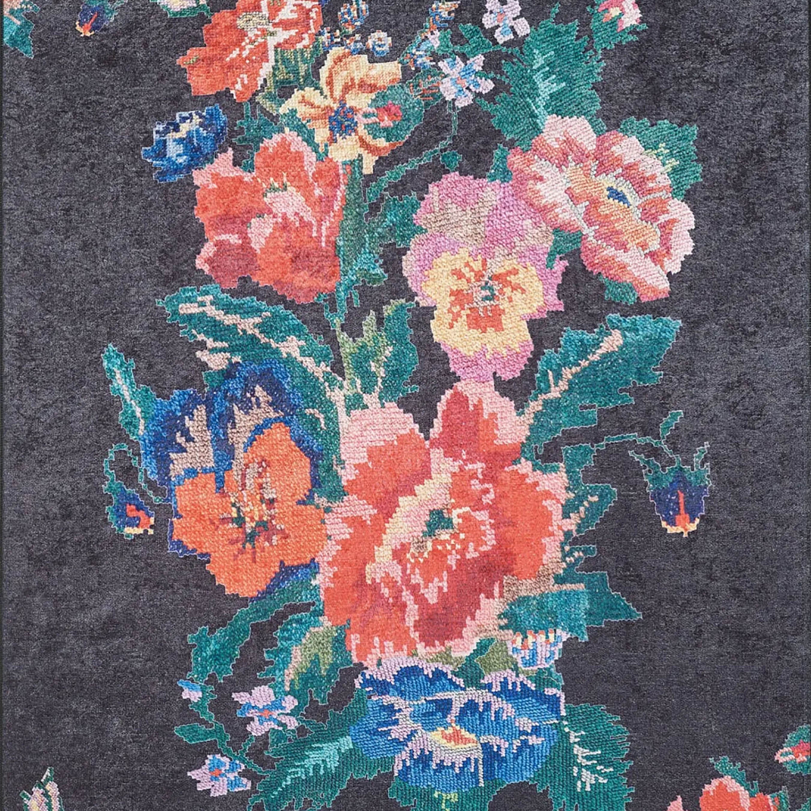 Natasha Turkish Karabagh Rose Black Rug