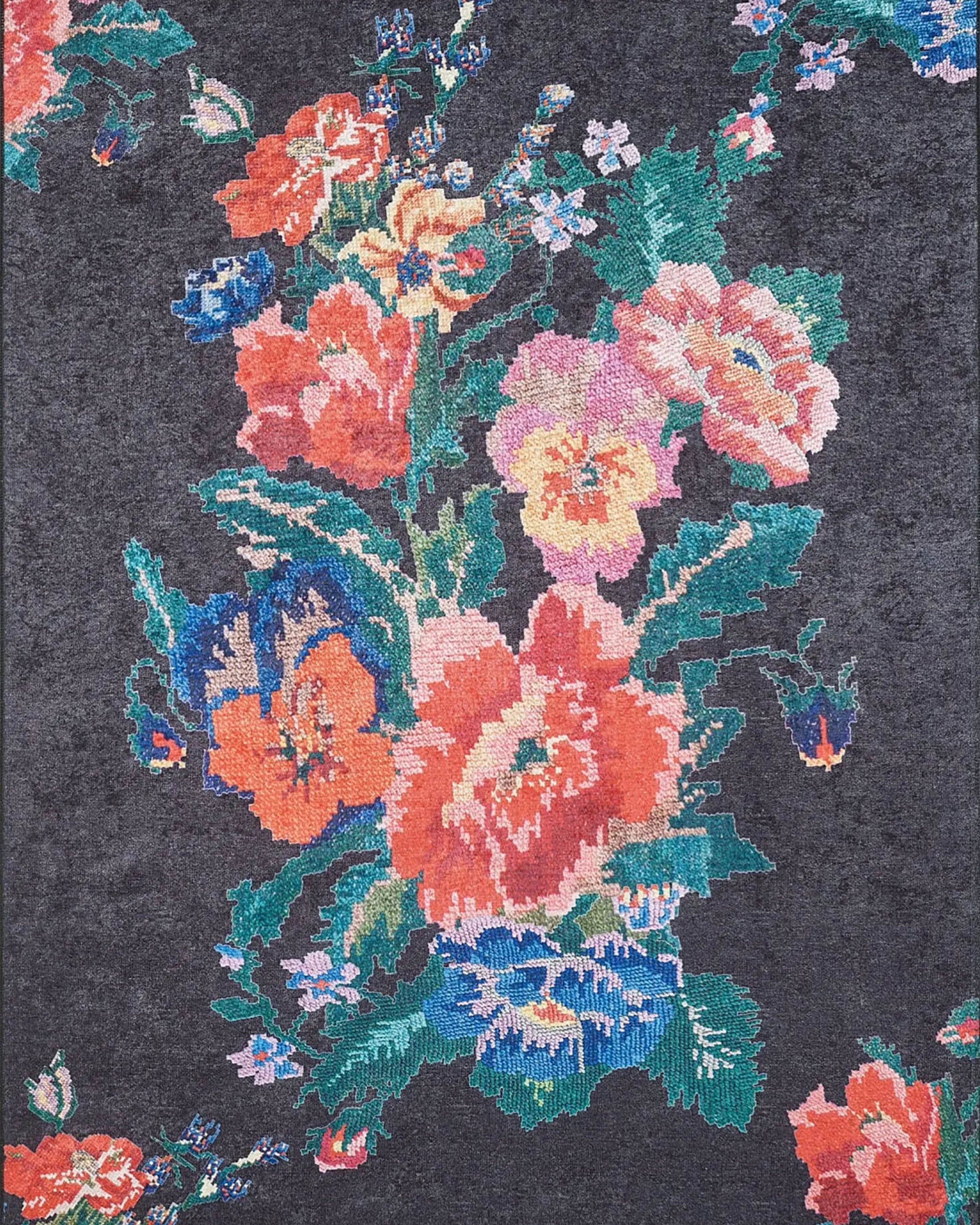 Natasha Turkish Karabagh Rose Black Rug