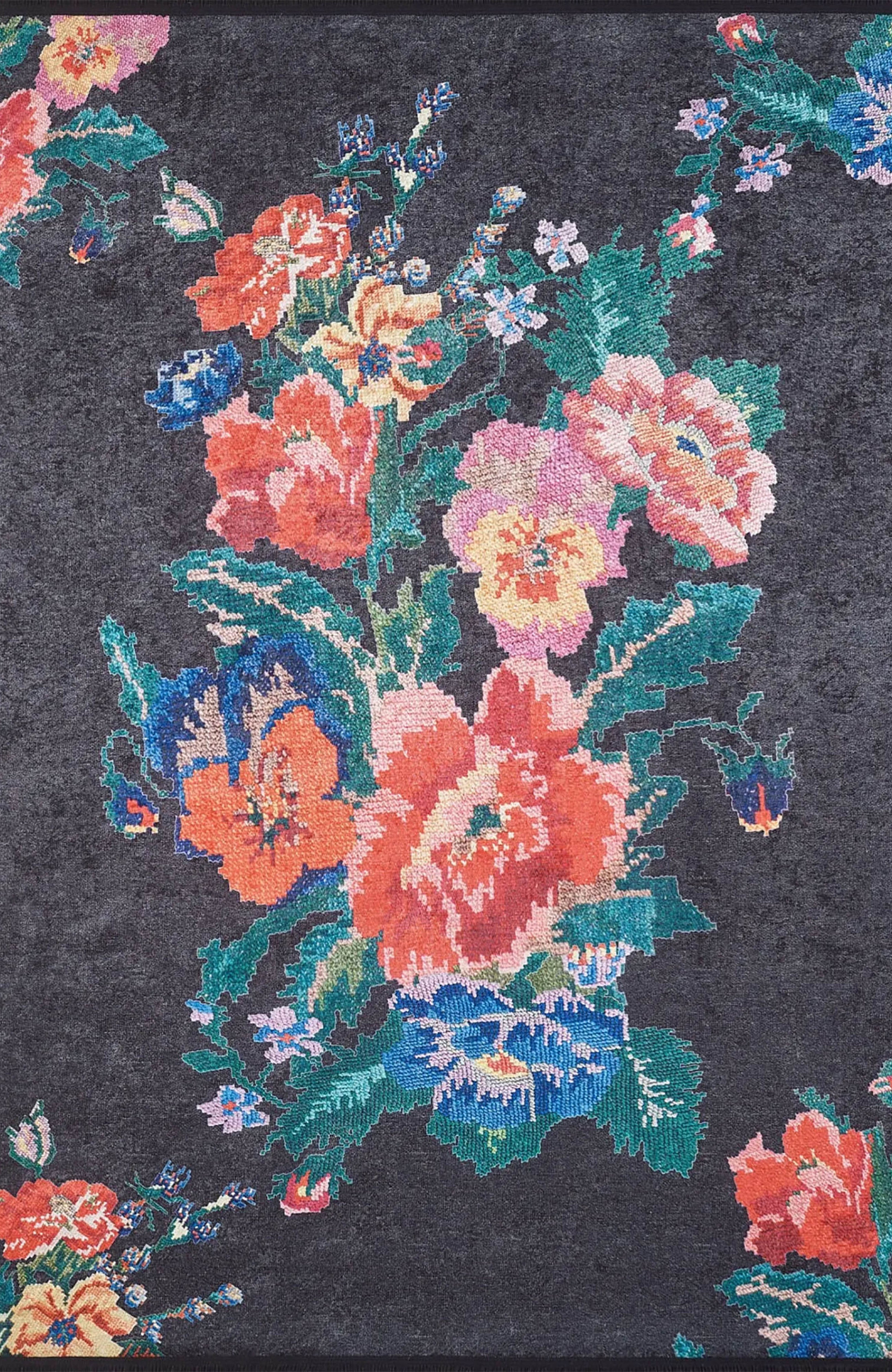 Natasha Turkish Karabagh Rose Black Rug